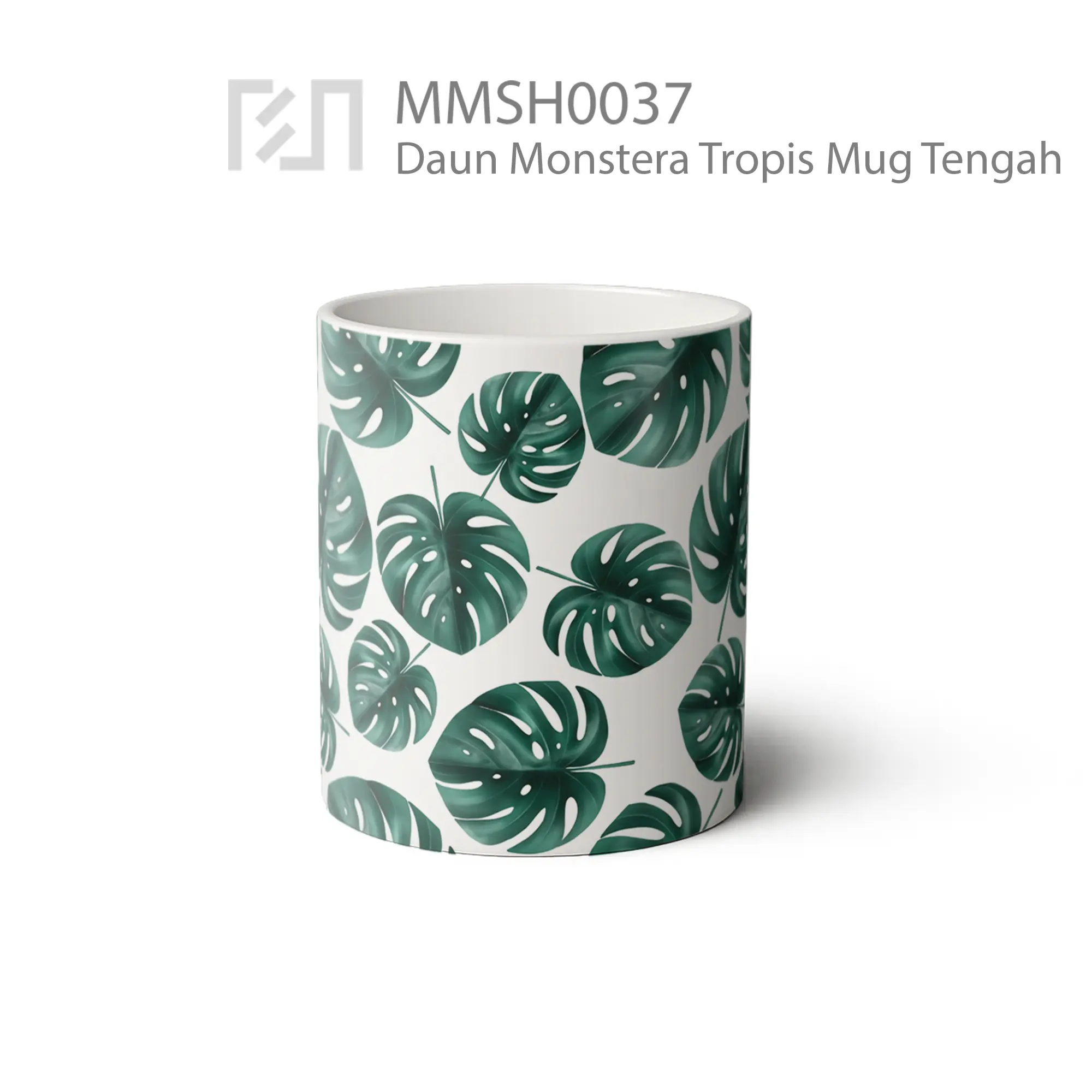 MMSH0037 Daun Monstera Tropis Mug - Tampak Tengah