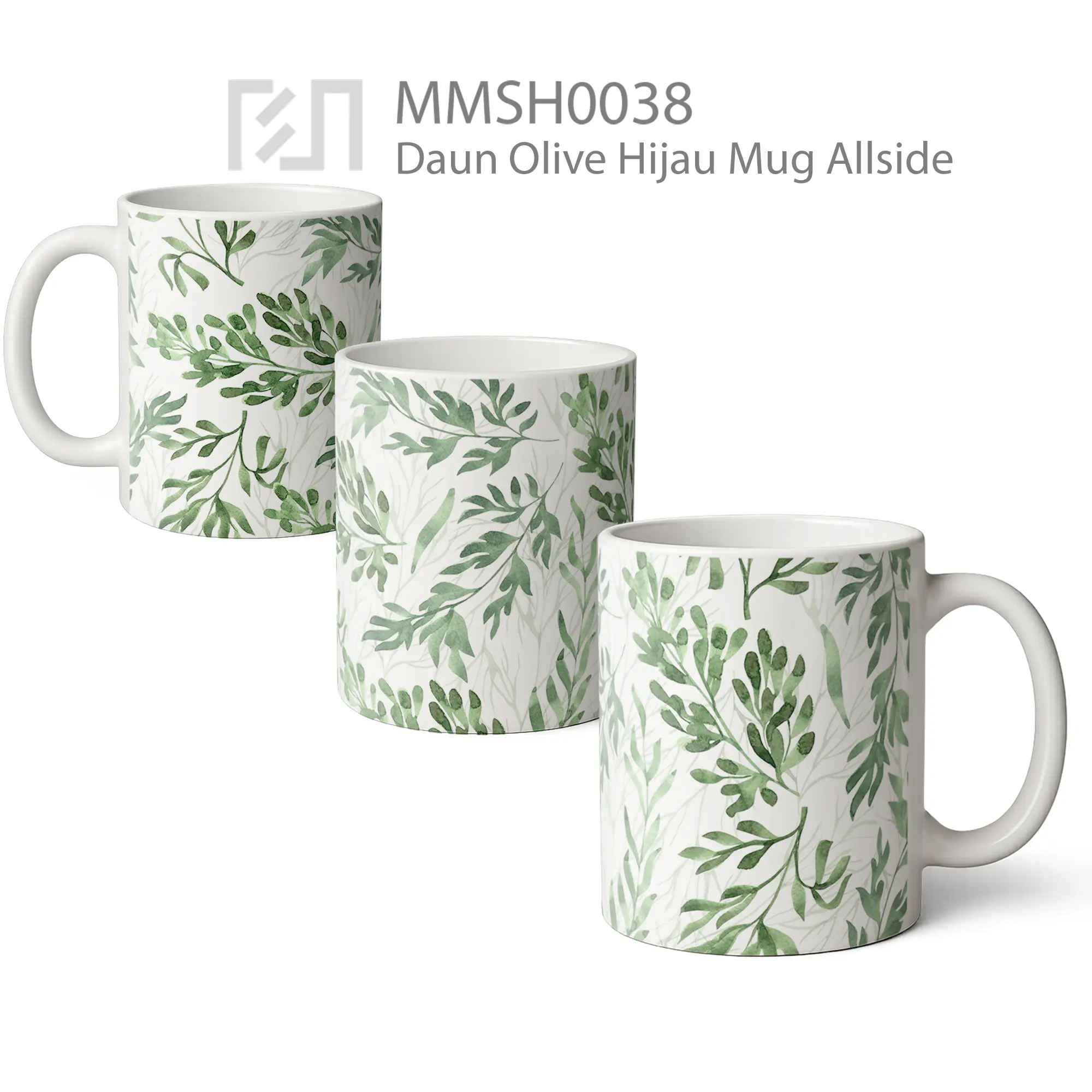 MMSH0038 Daun Olive Hijau Mug - All-side / Desain