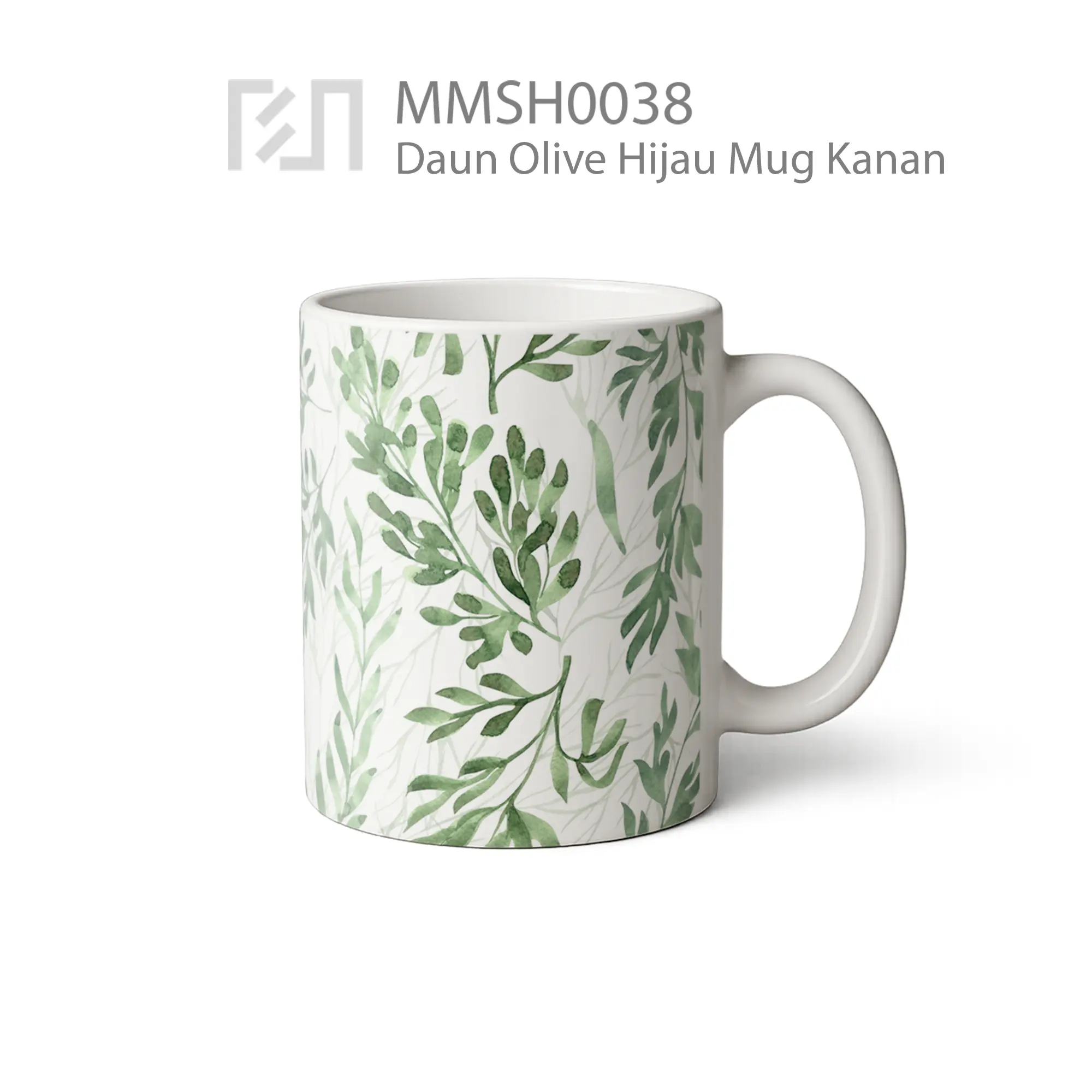 MMSH0038 Daun Olive Hijau Mug - Tampak Kanan
