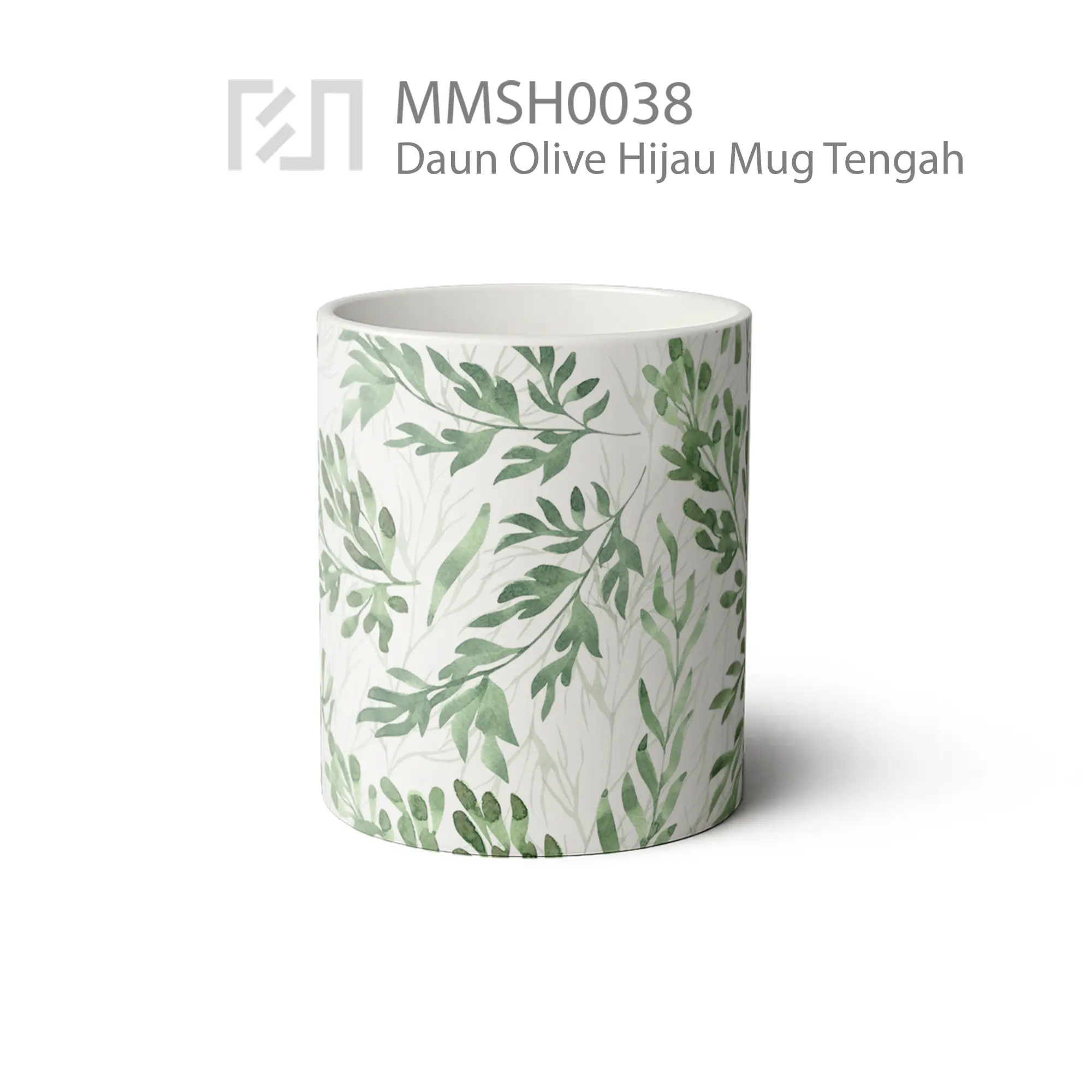 MMSH0038 Daun Olive Hijau Mug - Tampak Tengah