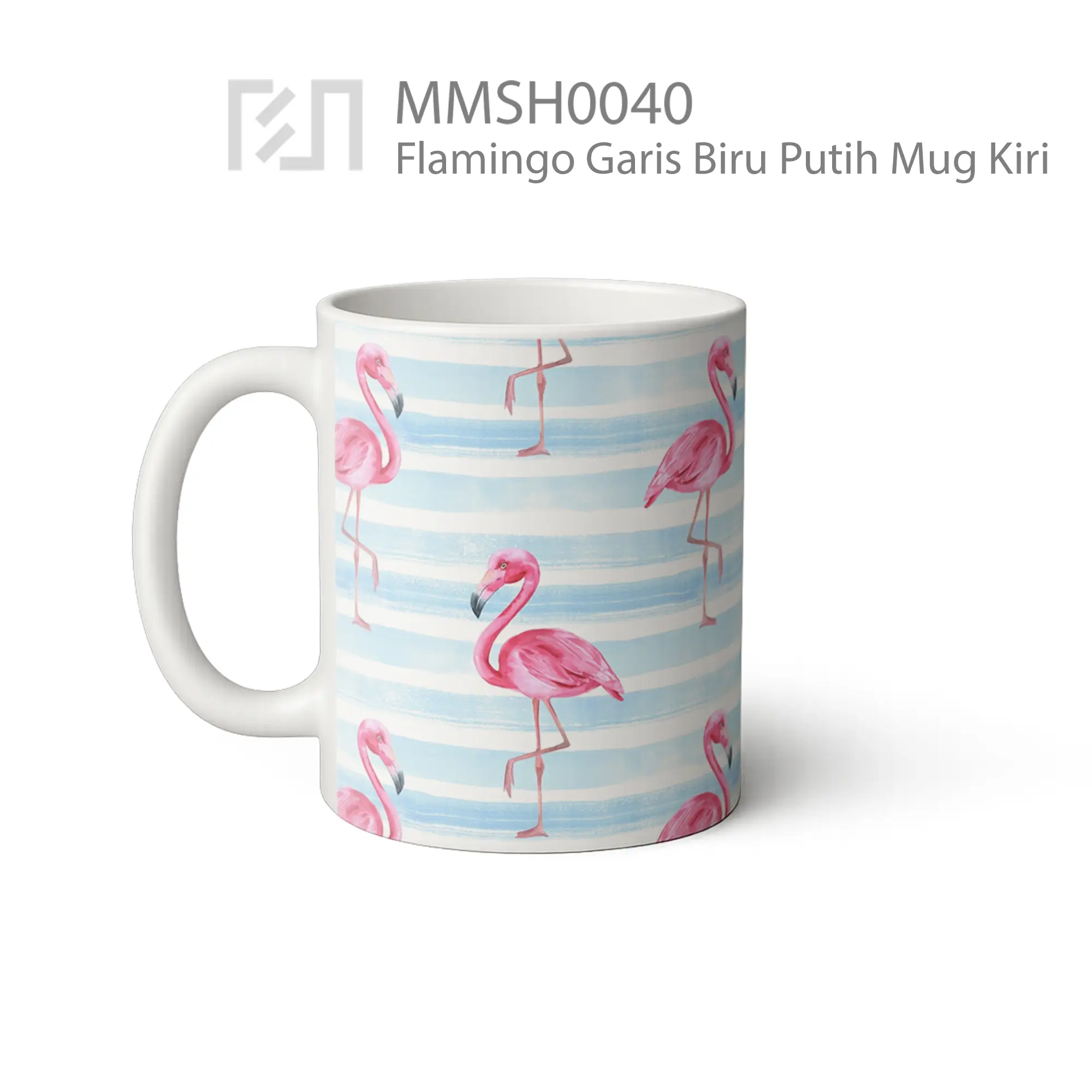 MMSH0040 Flamingo Garis Biru Putih Mug