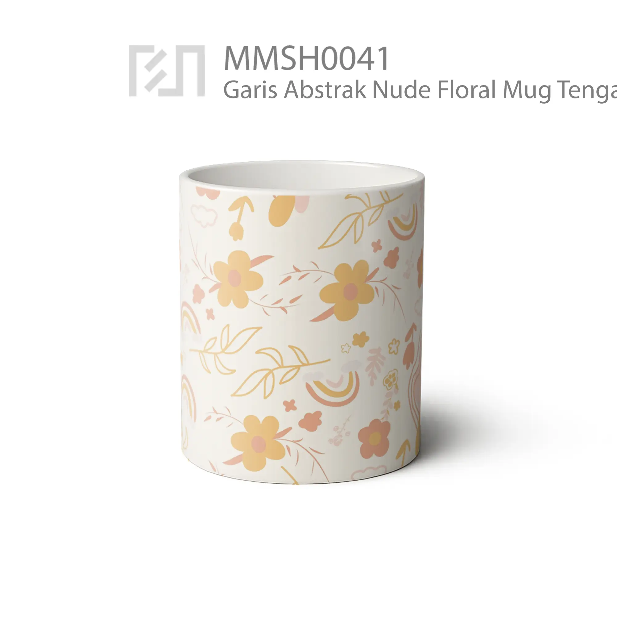 MMSH0041 Garis Abstrak Nude Floral Mug - Tampak Tengah