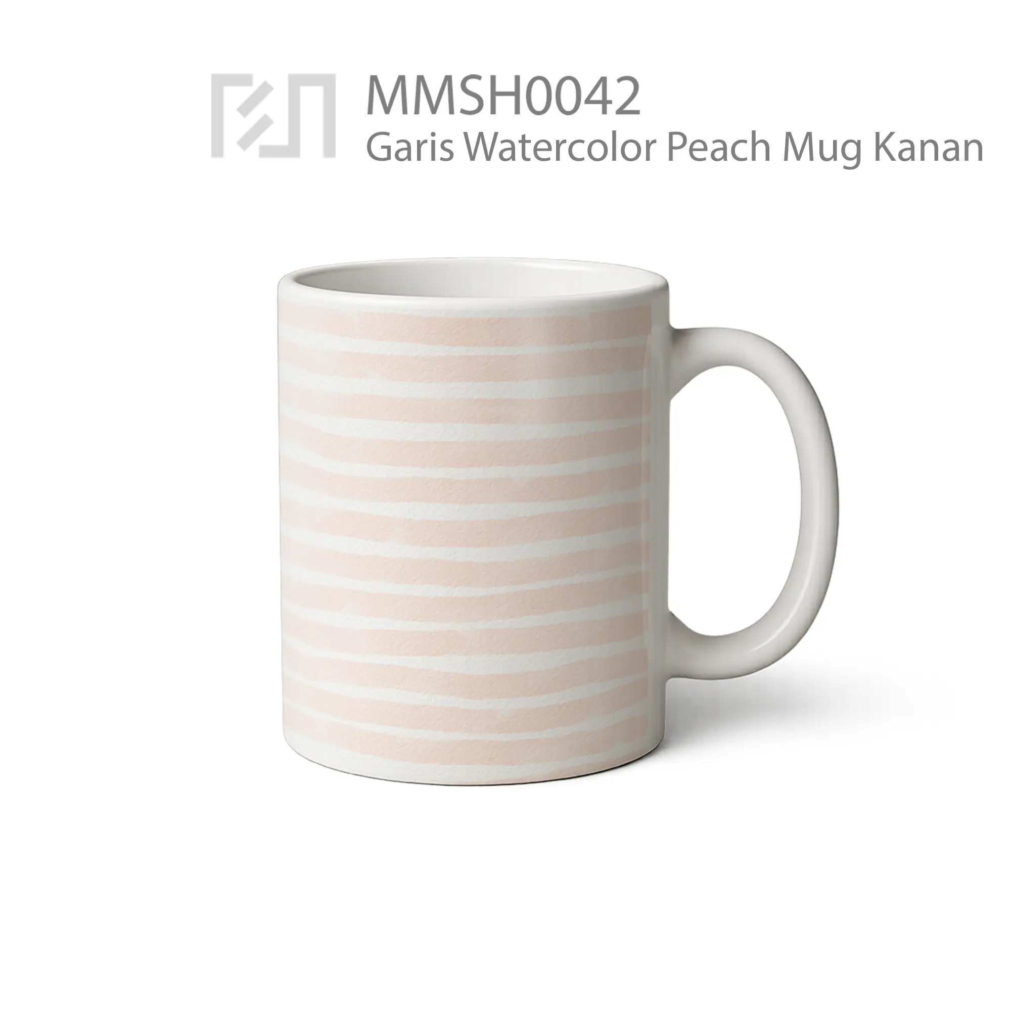 MMSH0042 Garis Watercolor Peach Mug - Tampak Kanan