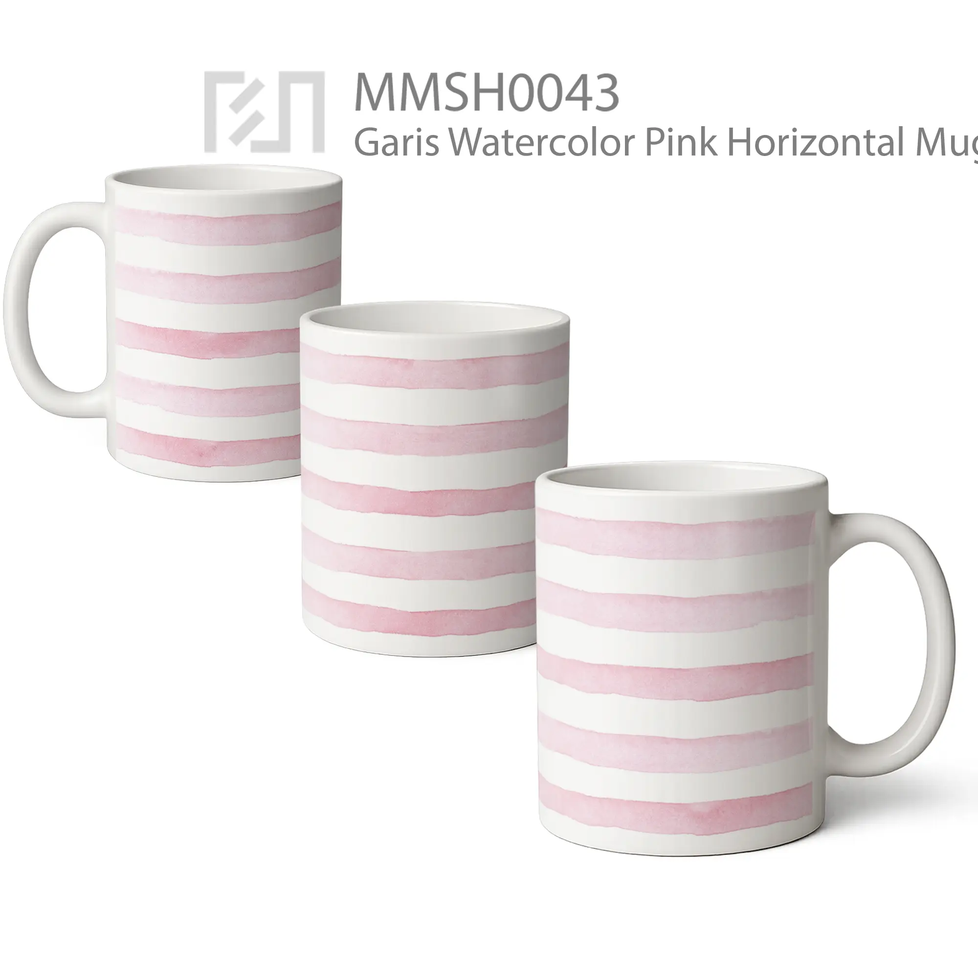 MMSH0043 Garis Watercolor Pink Horizontal Mug - All-side / Desain