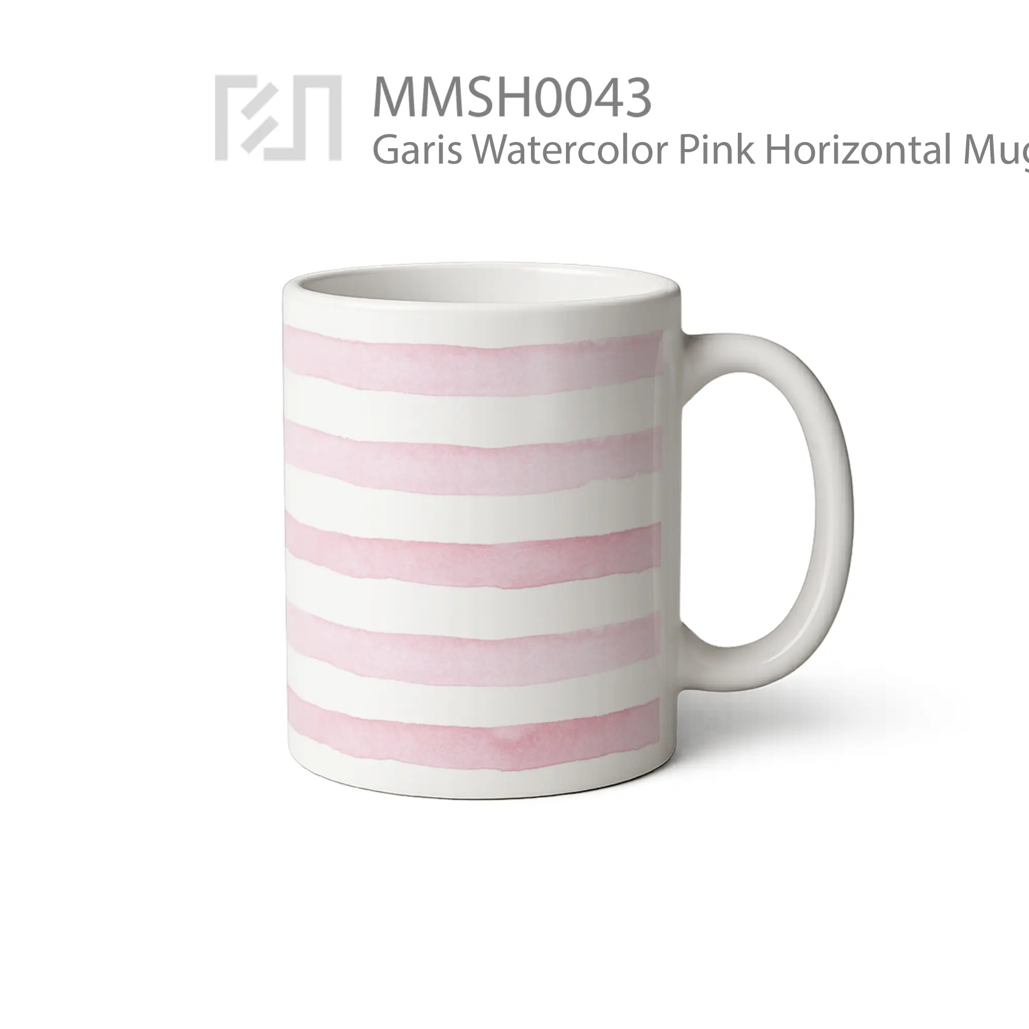 MMSH0043 Garis Watercolor Pink Horizontal Mug - Tampak Kanan