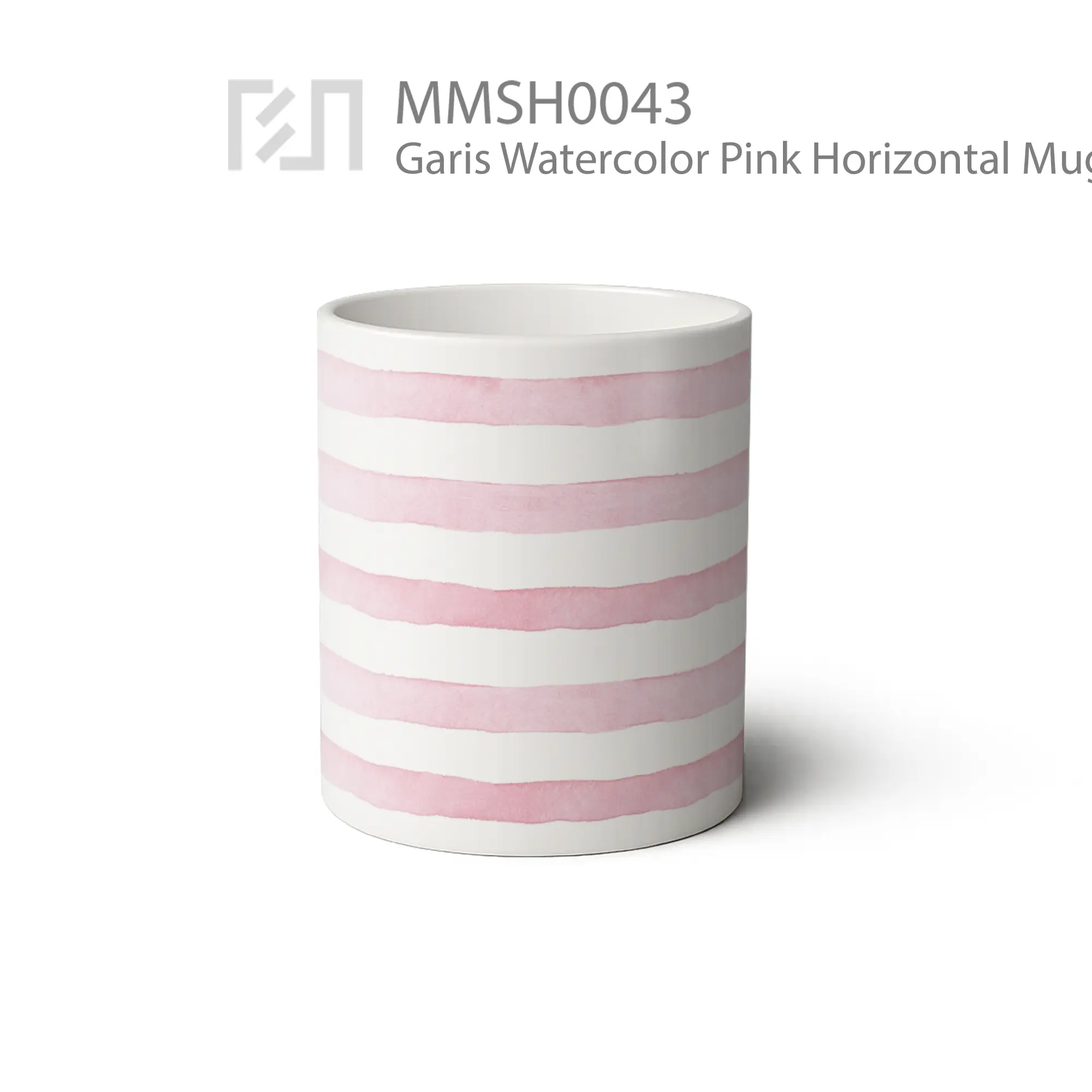 MMSH0043 Garis Watercolor Pink Horizontal Mug - Tampak Tengah