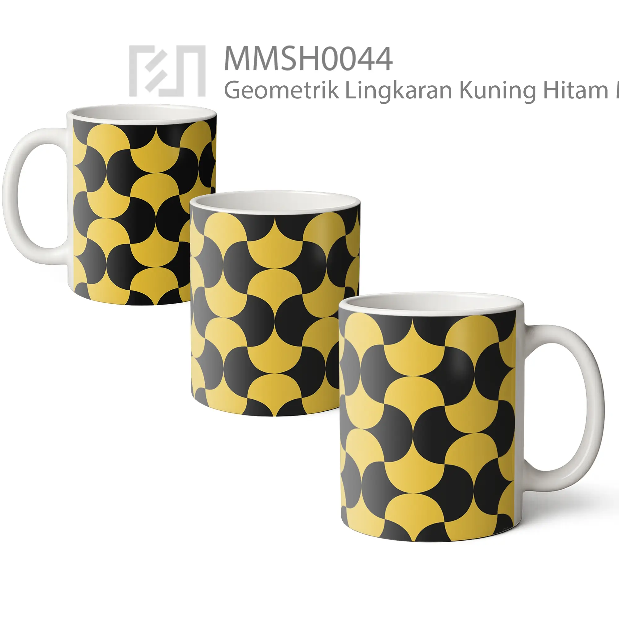 MMSH0044 Geometrik Lingkaran Kuning Hitam Mug - All-side / Desain