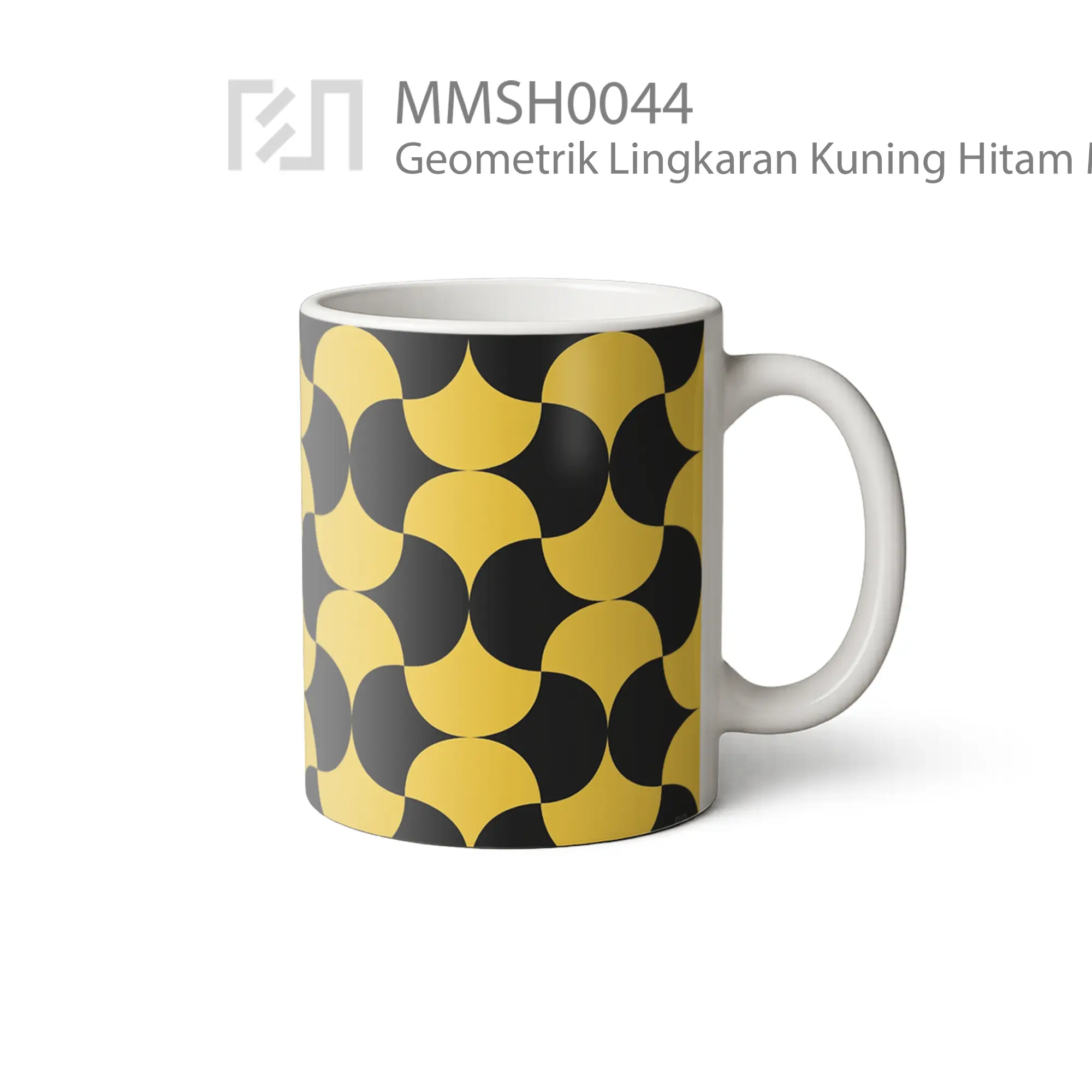 MMSH0044 Geometrik Lingkaran Kuning Hitam Mug - Tampak Kanan