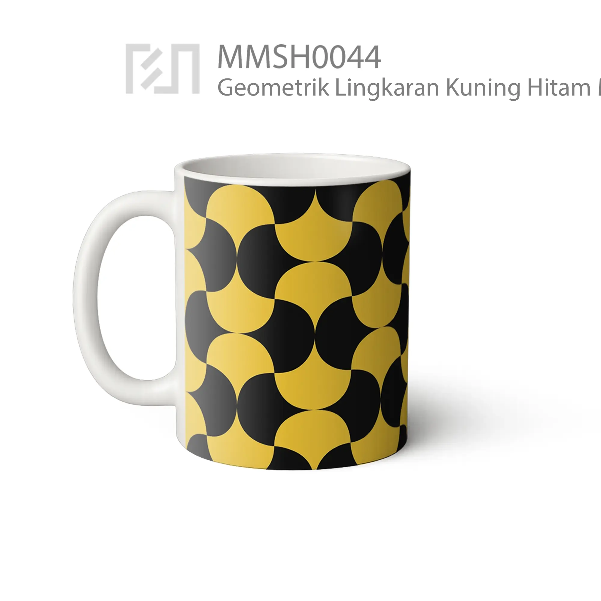 MMSH0044 Geometrik Lingkaran Kuning Hitam Mug