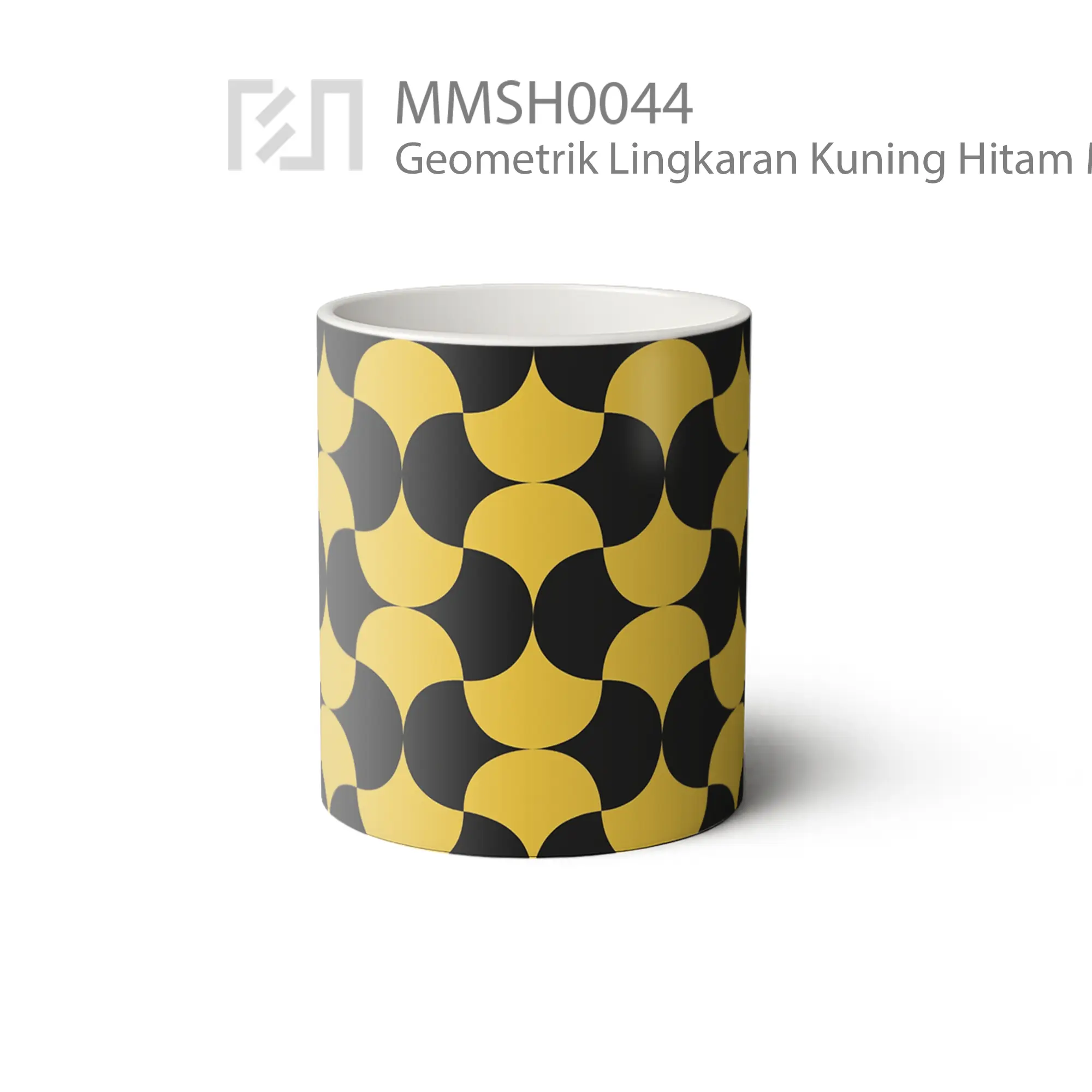MMSH0044 Geometrik Lingkaran Kuning Hitam Mug - Tampak Tengah