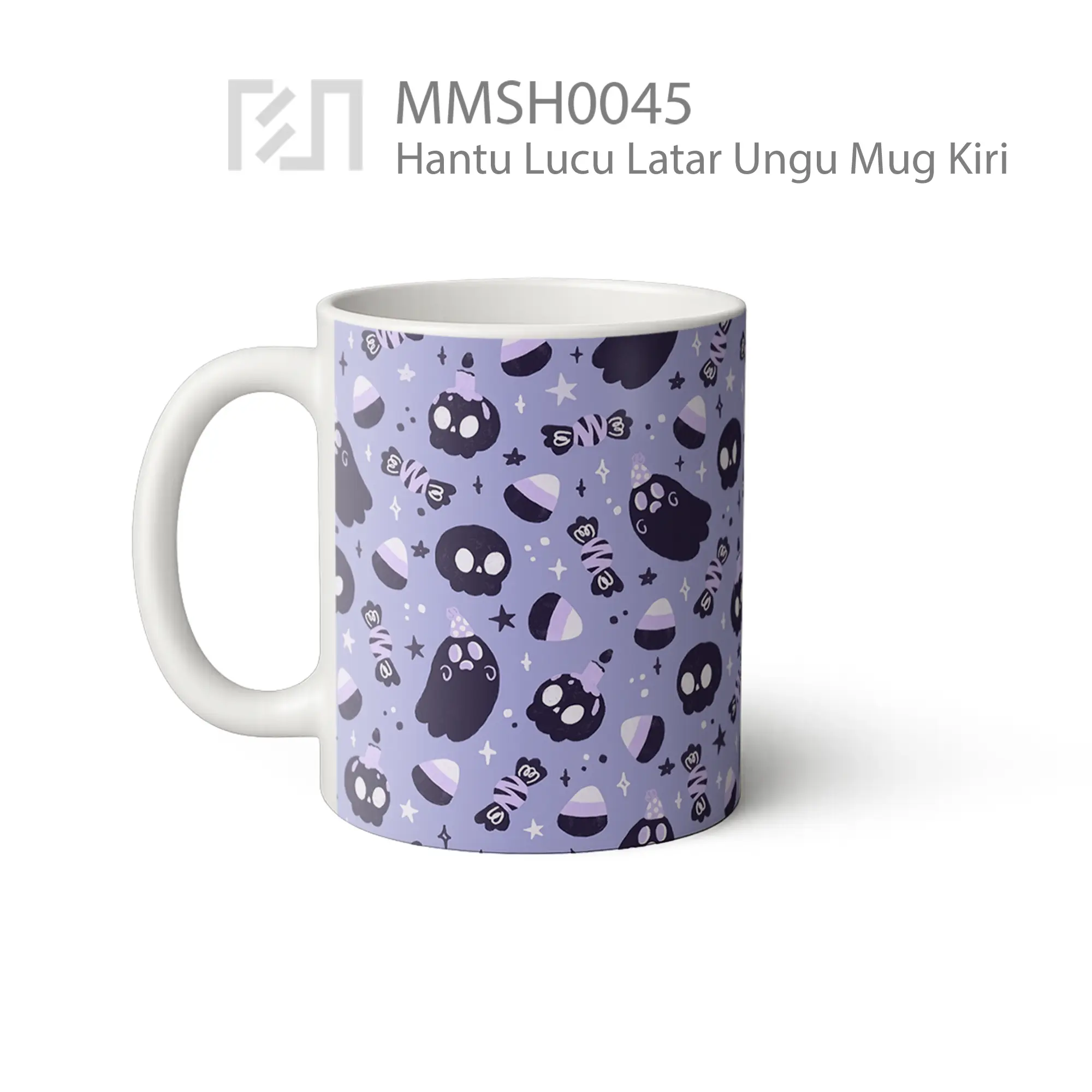 MMSH0045 Hantu Lucu Latar Ungu Mug