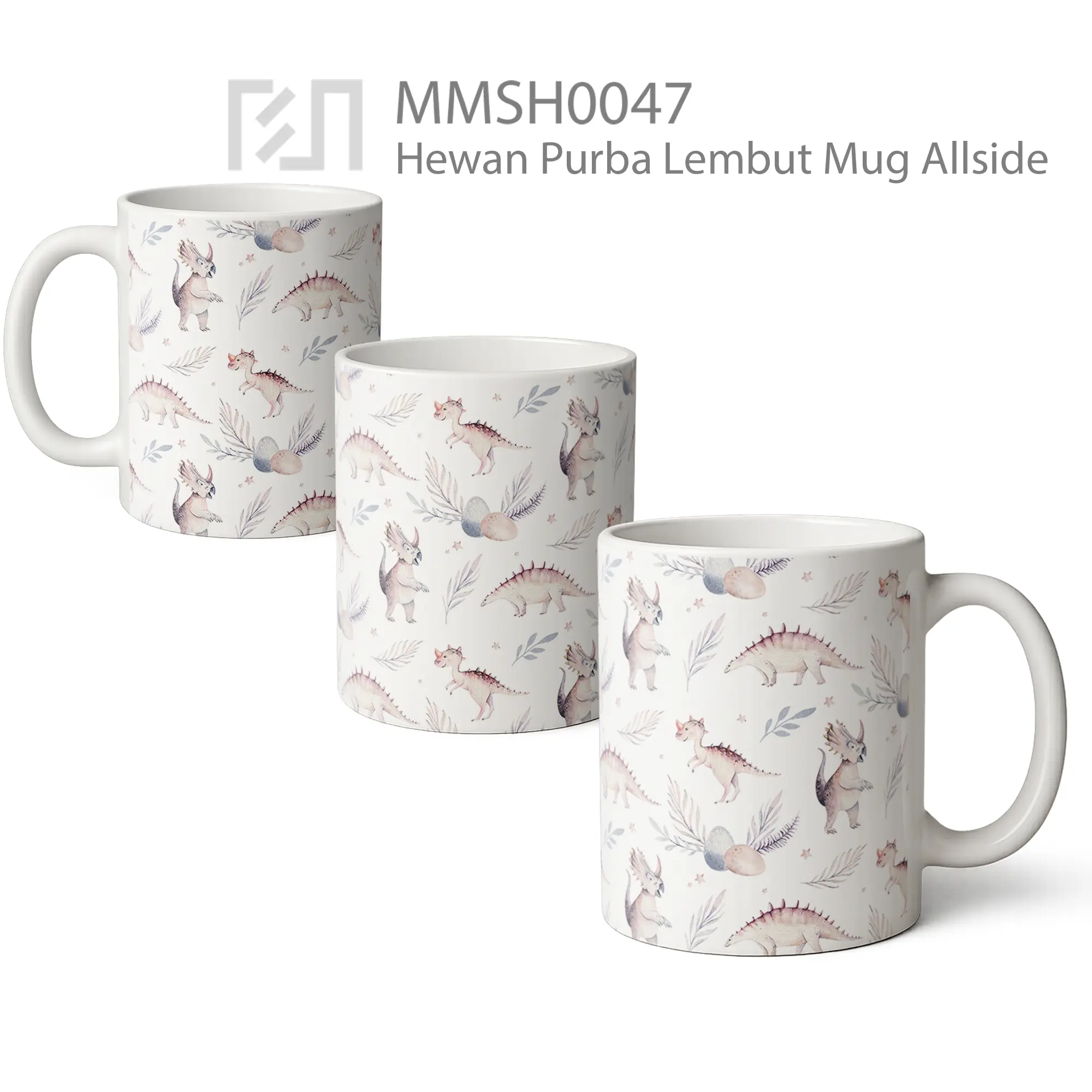 MMSH0047 Hewan Purba Lembut Mug - All-side / Desain