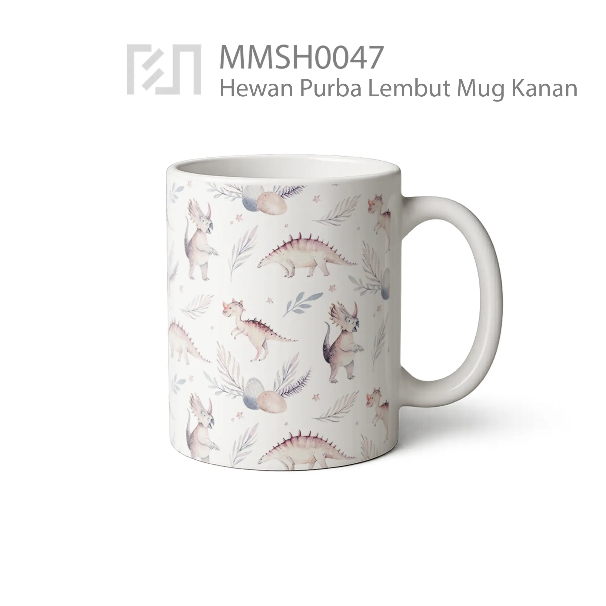 MMSH0047 Hewan Purba Lembut Mug - Tampak Kanan