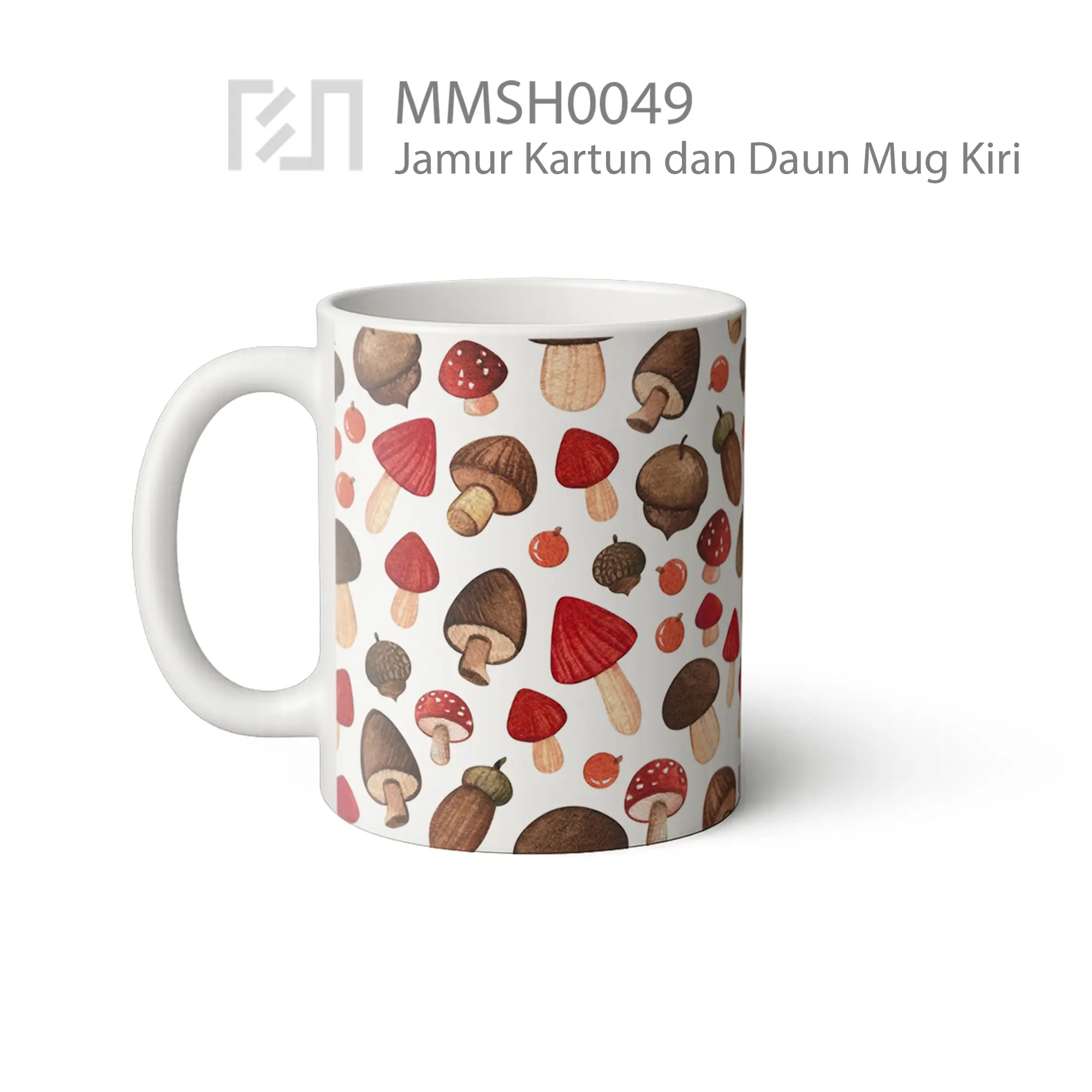 MMSH0049 Jamur Kartun dan Daun Mug
