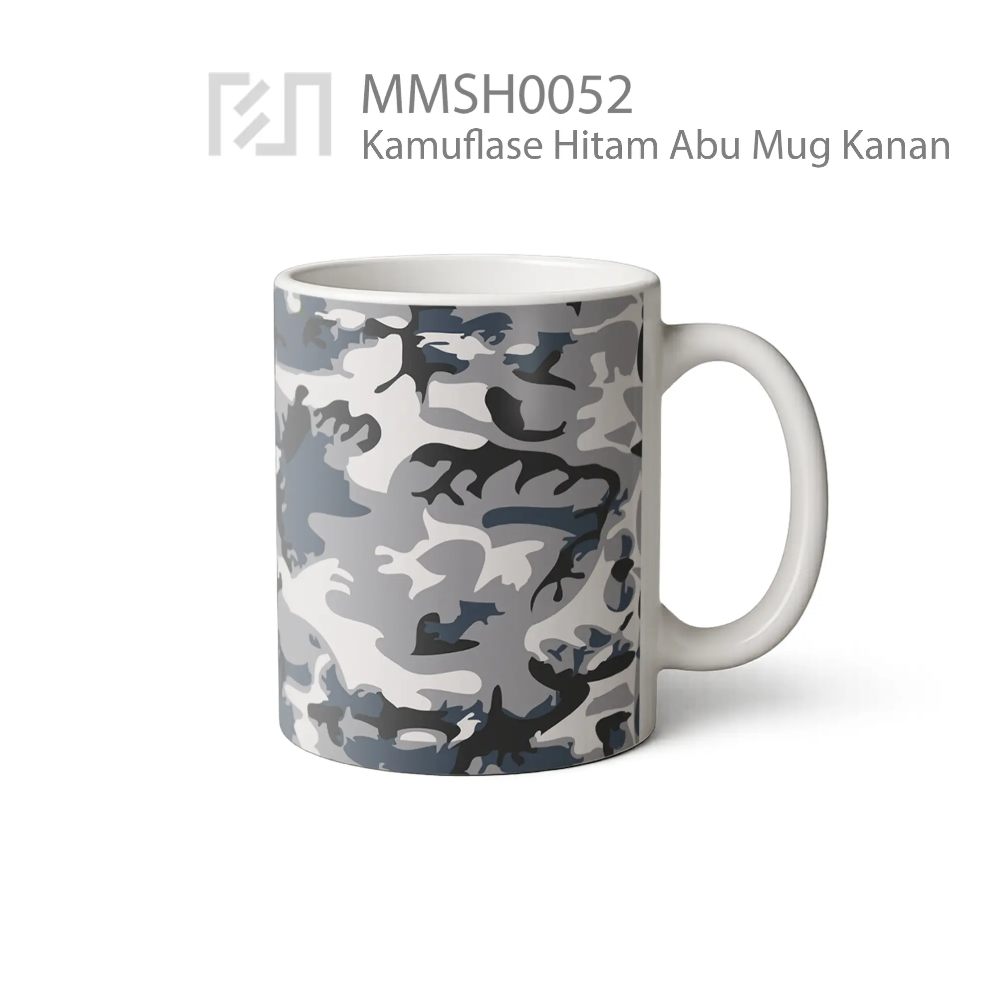 MMSH0052 Kamuflase Hitam Abu Mug - Tampak Kanan