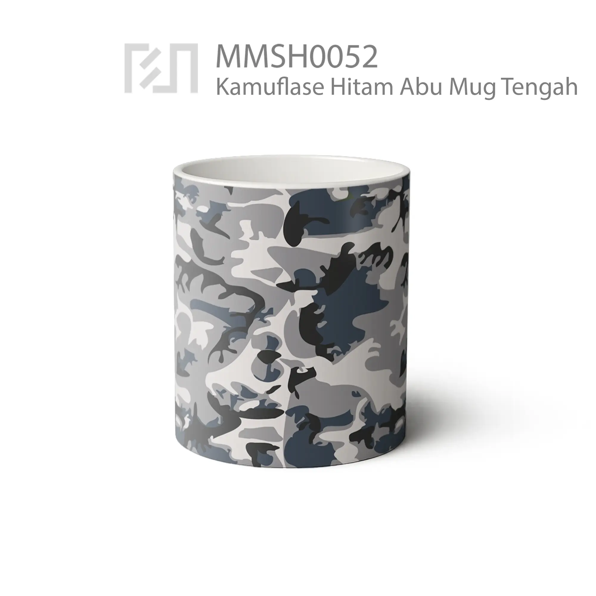 MMSH0052 Kamuflase Hitam Abu Mug - Tampak Tengah