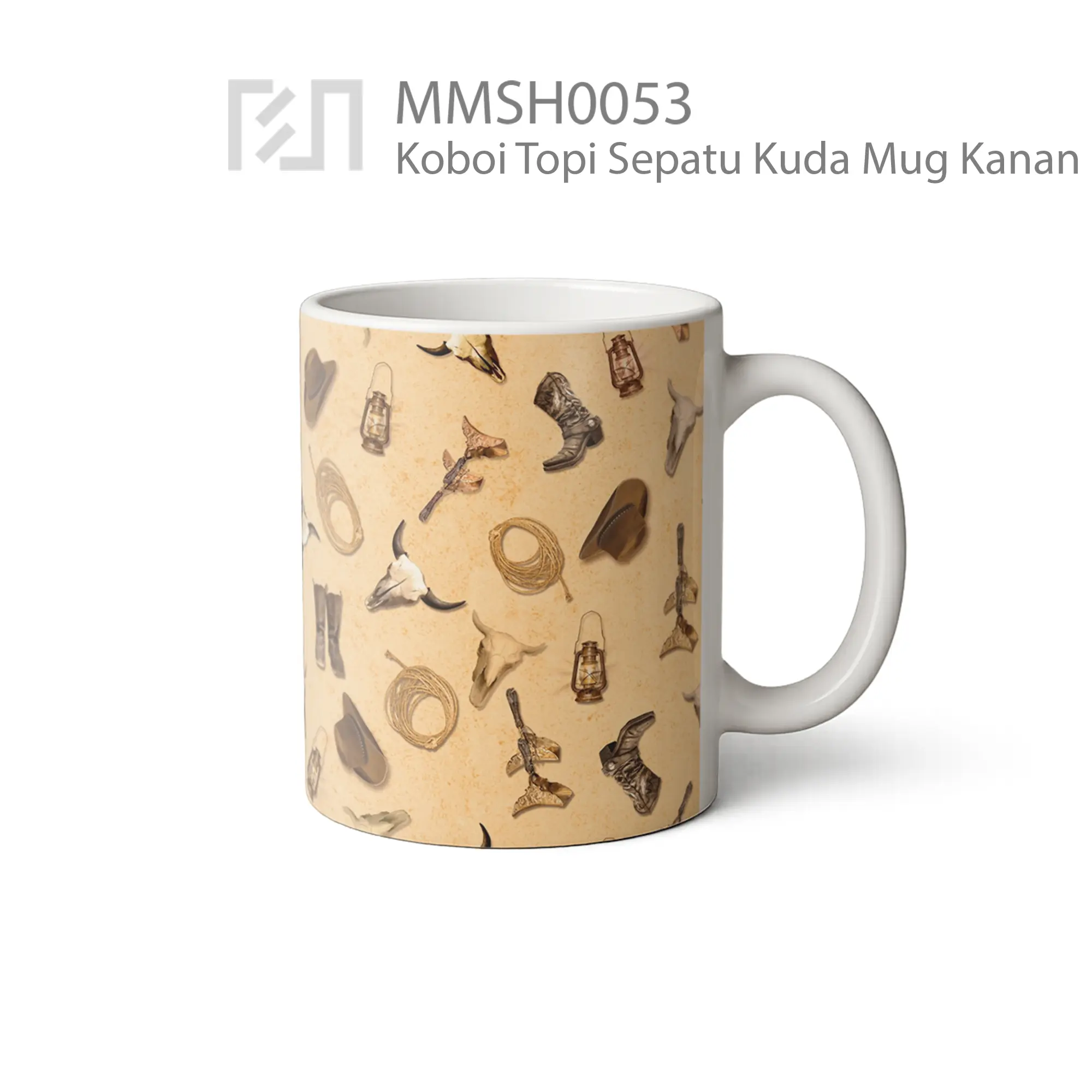 MMSH0053 Koboi Topi Sepatu Kuda Mug - Tampak Kanan