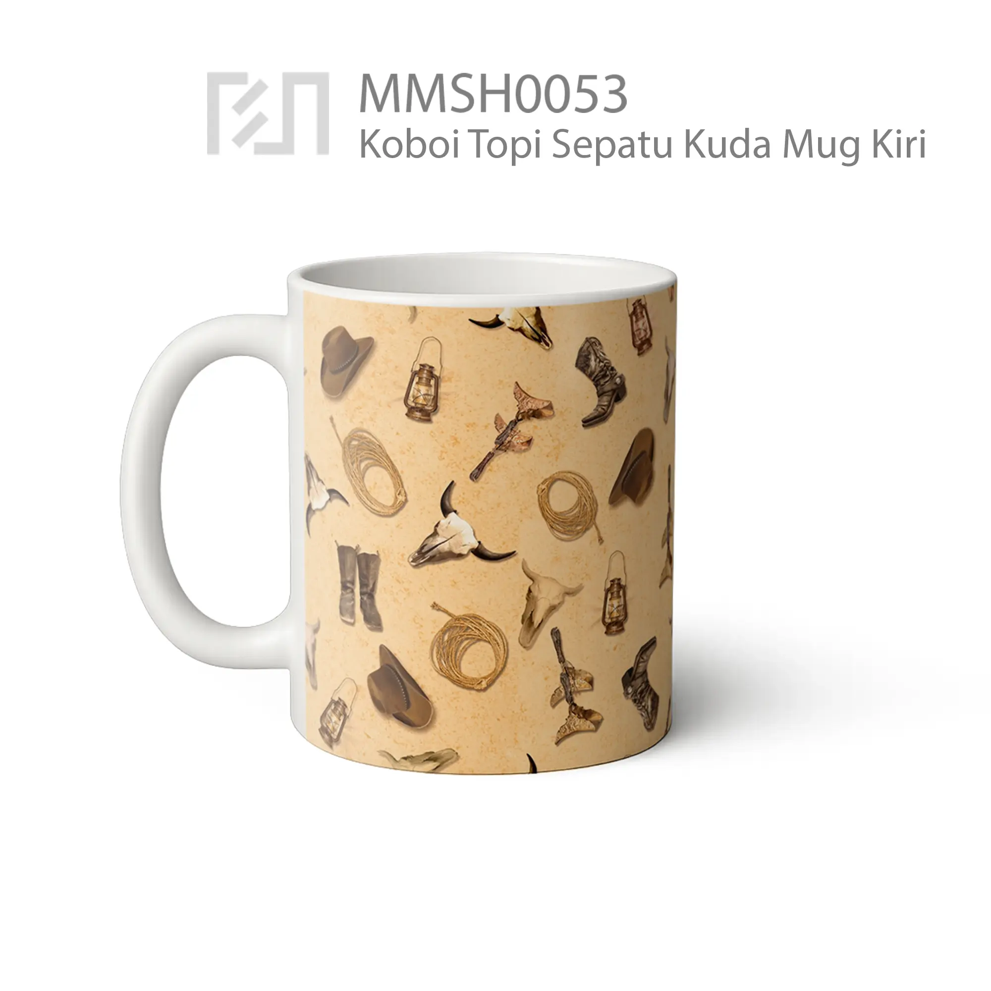MMSH0053 Koboi Topi Sepatu Kuda Mug