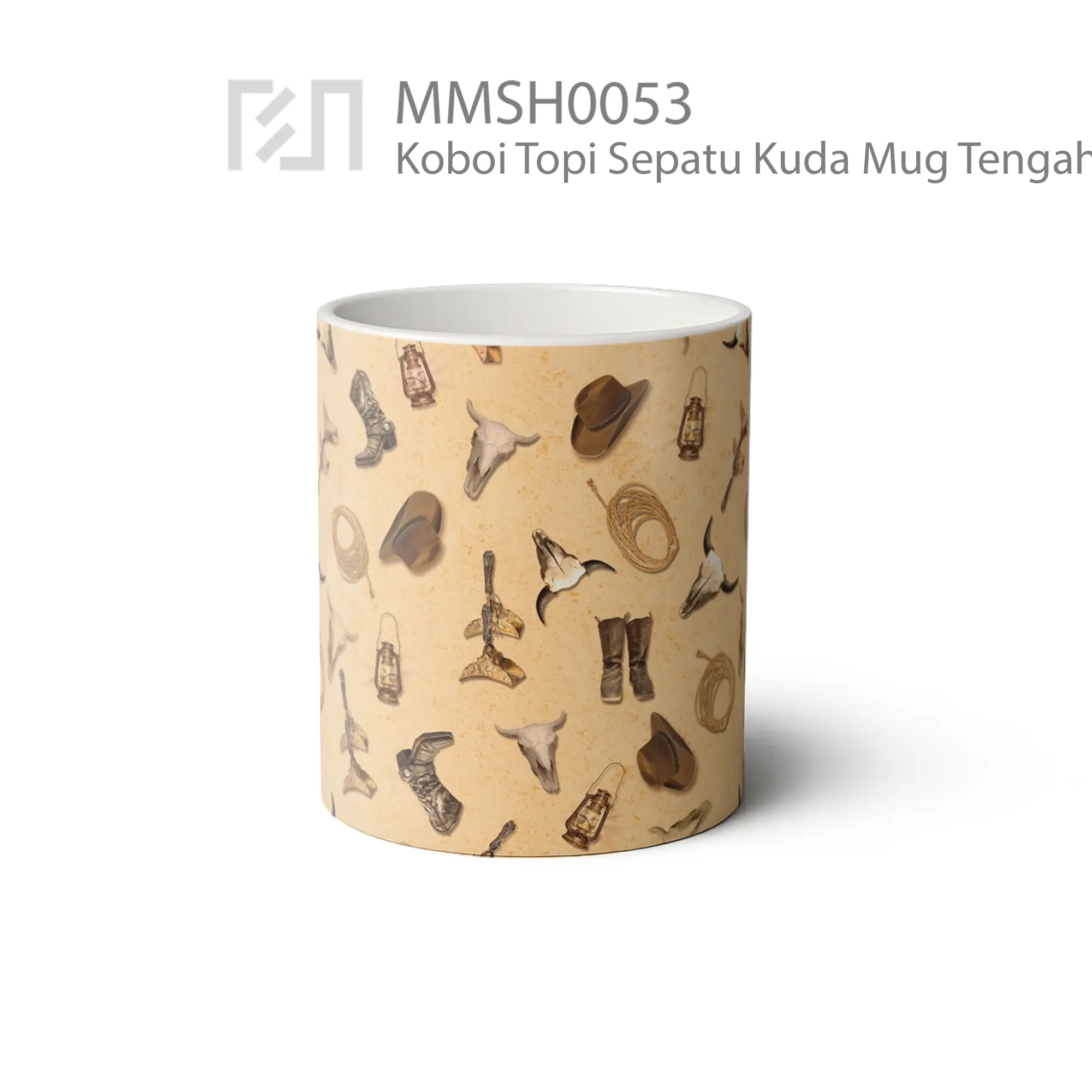 MMSH0053 Koboi Topi Sepatu Kuda Mug - Tampak Tengah