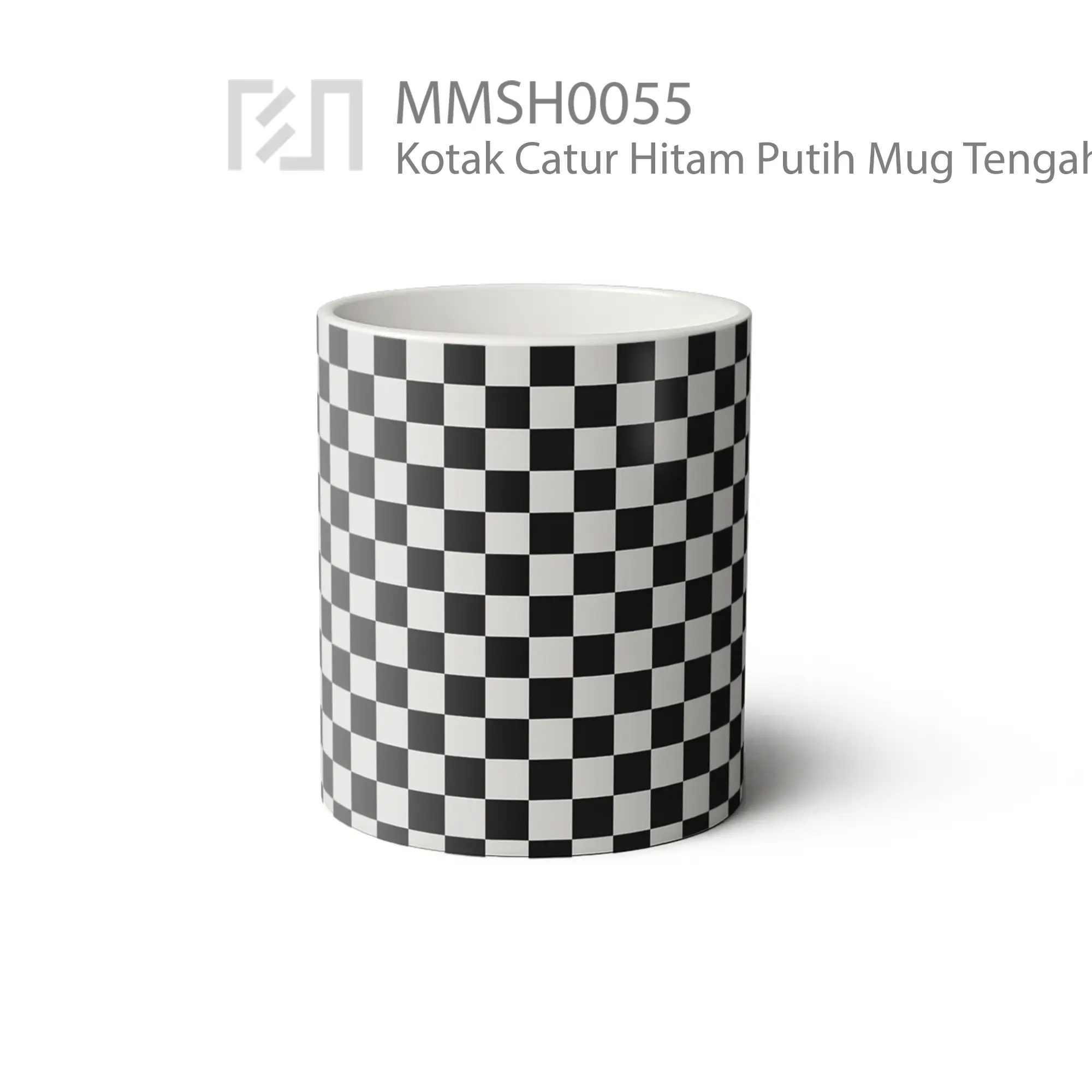 MMSH0055 Kotak Catur Hitam Putih Mug - Tampak Tengah