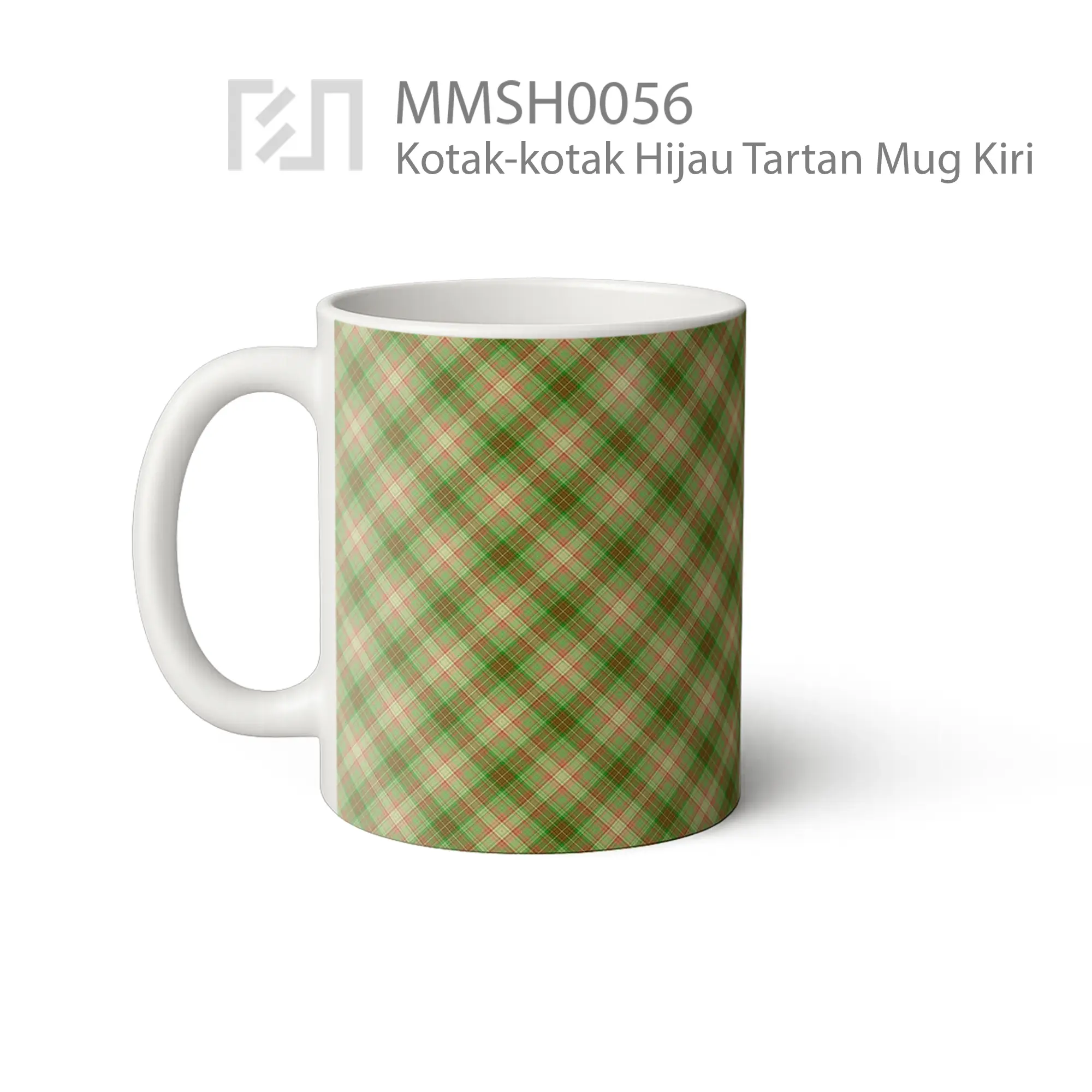 MMSH0056 Kotak-kotak Hijau Tartan Mug