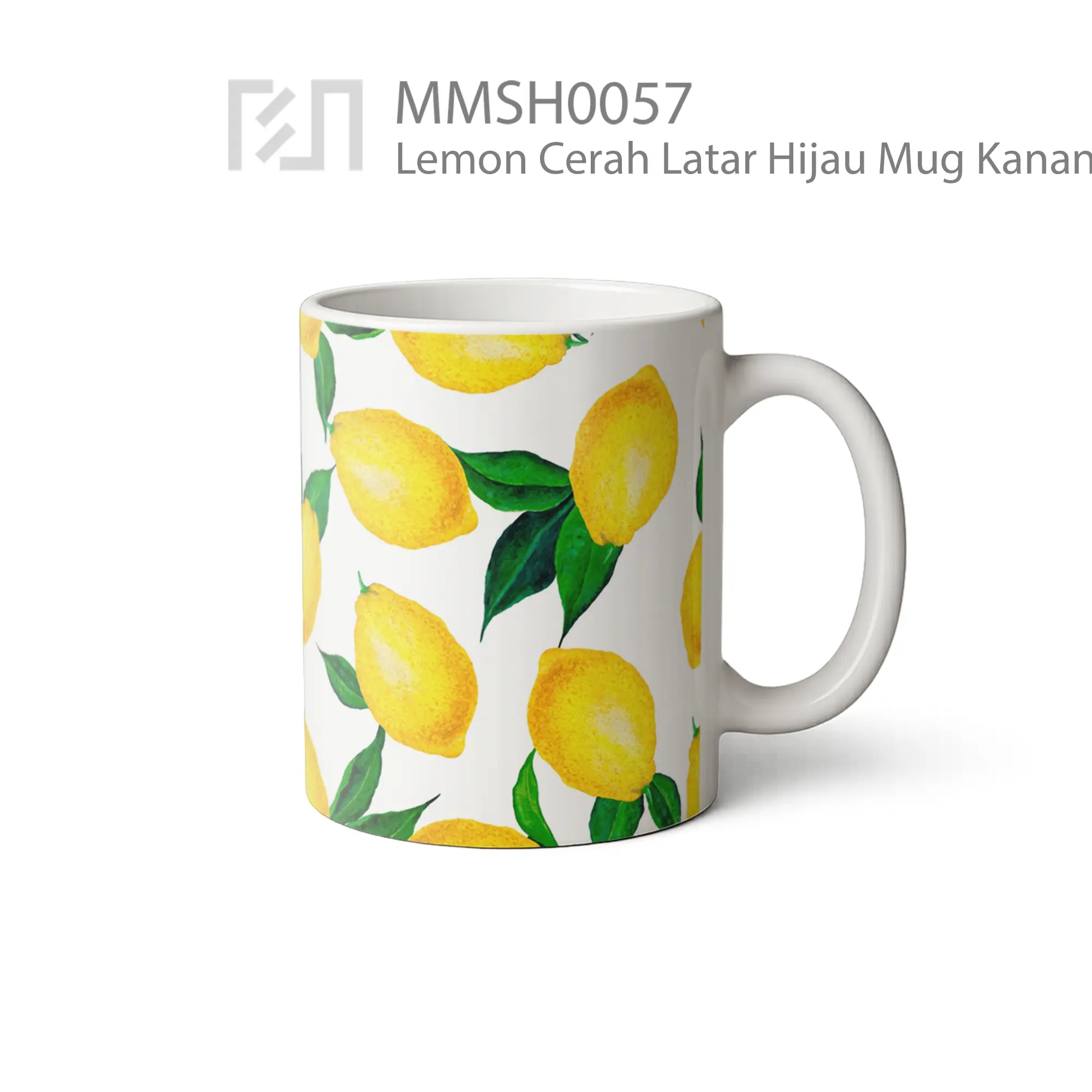 MMSH0057 Lemon Cerah Latar Hijau Mug - Tampak Kanan