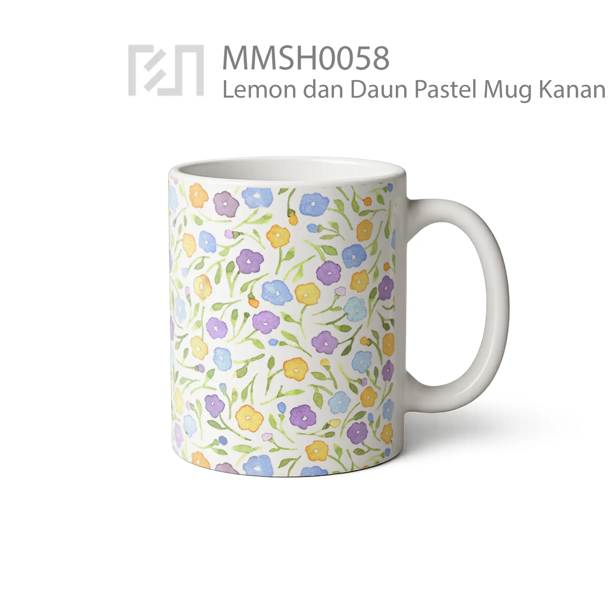 MMSH0058 Lemon dan Daun Pastel Mug - Tampak Kanan