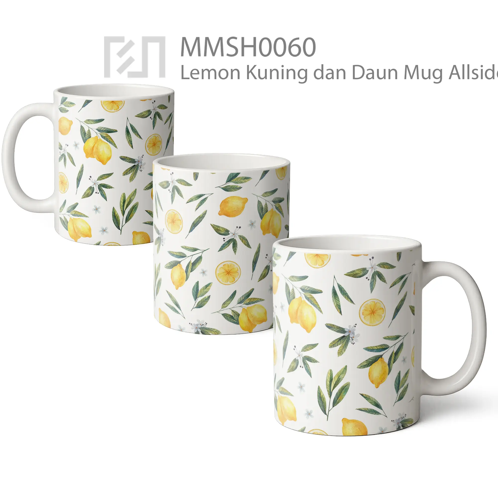 MMSH0060 Lemon Kuning dan Daun Mug - All-side / Desain