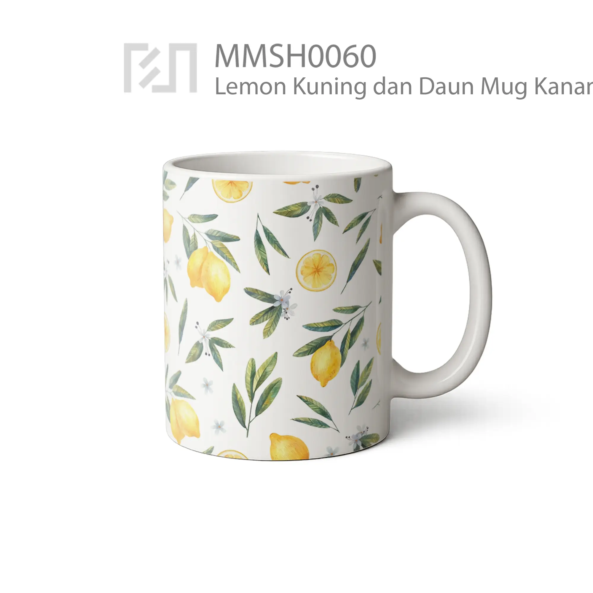MMSH0060 Lemon Kuning dan Daun Mug - Tampak Kanan