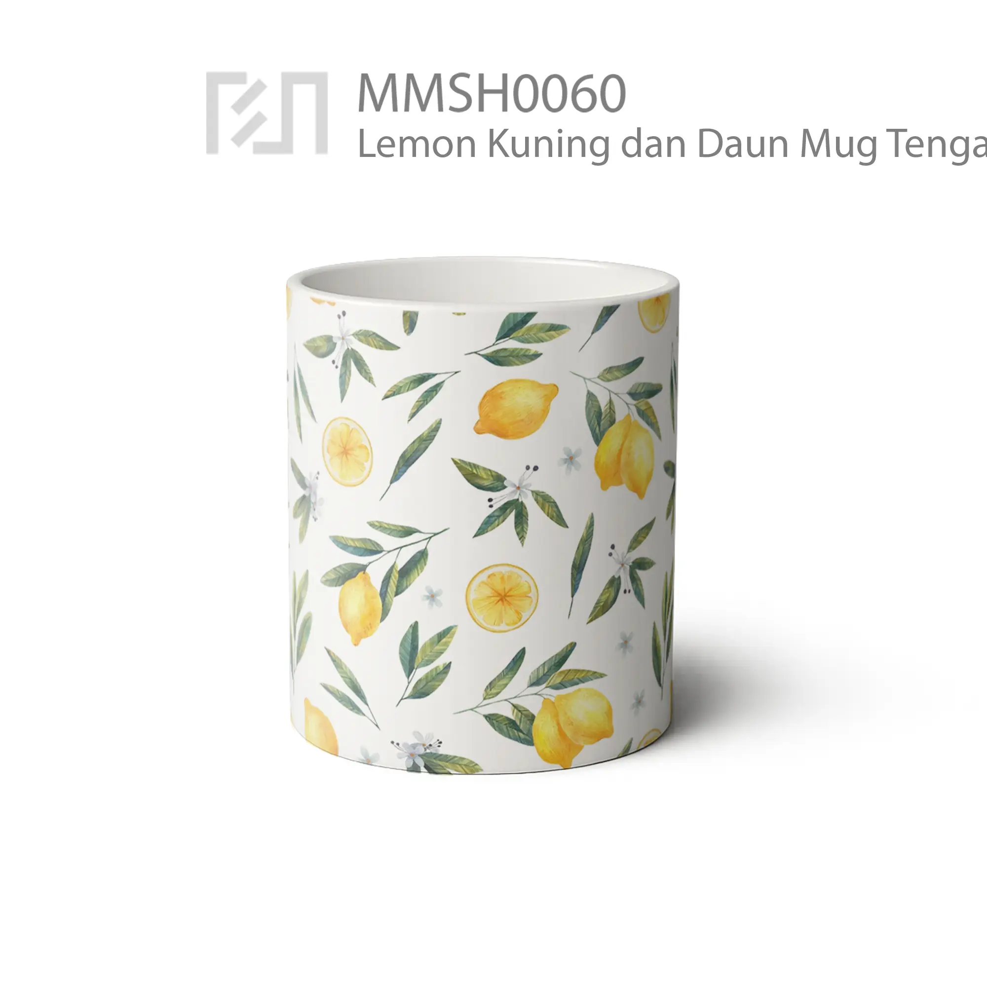 MMSH0060 Lemon Kuning dan Daun Mug - Tampak Tengah