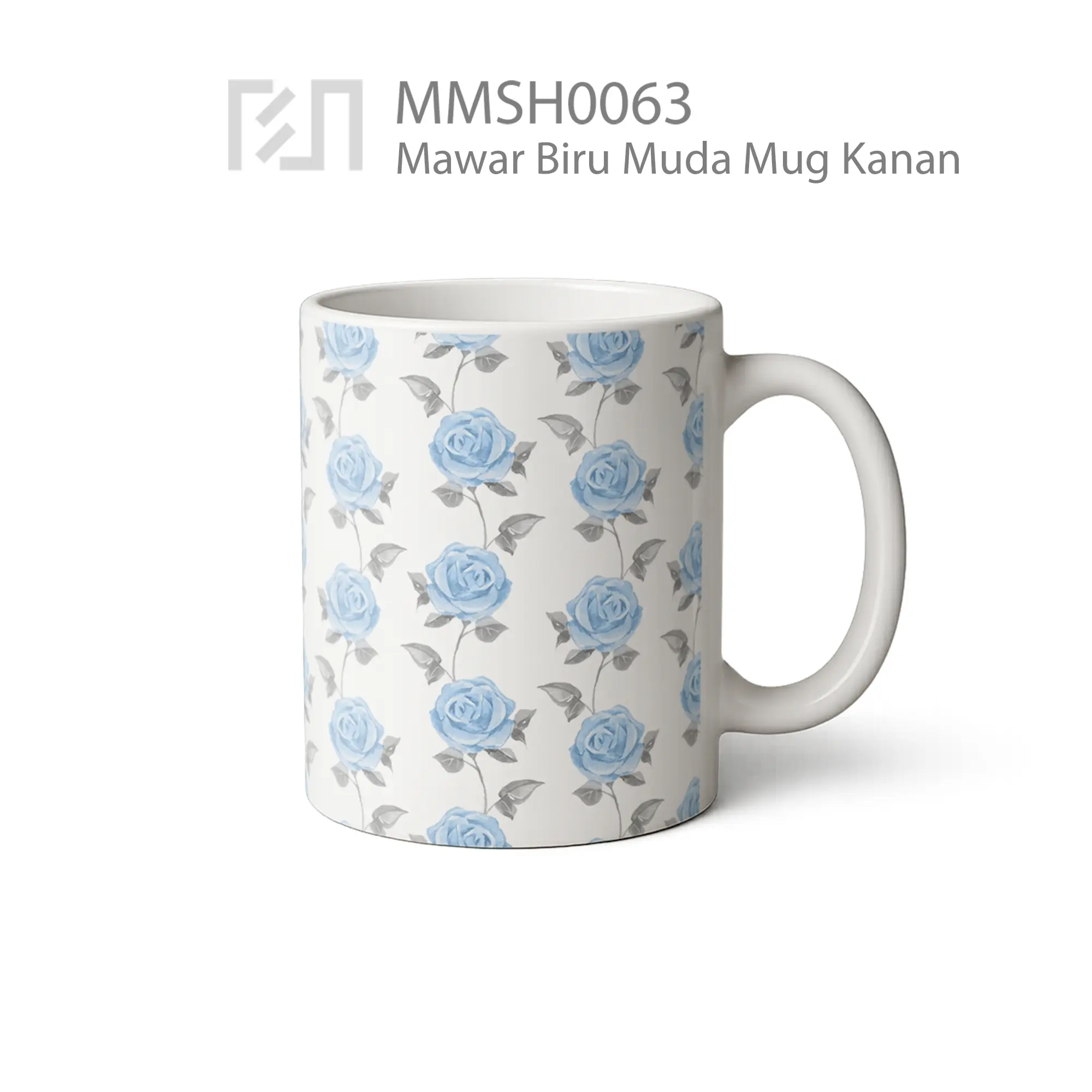 MMSH0063 Mawar Biru Muda Mug - Tampak Kanan