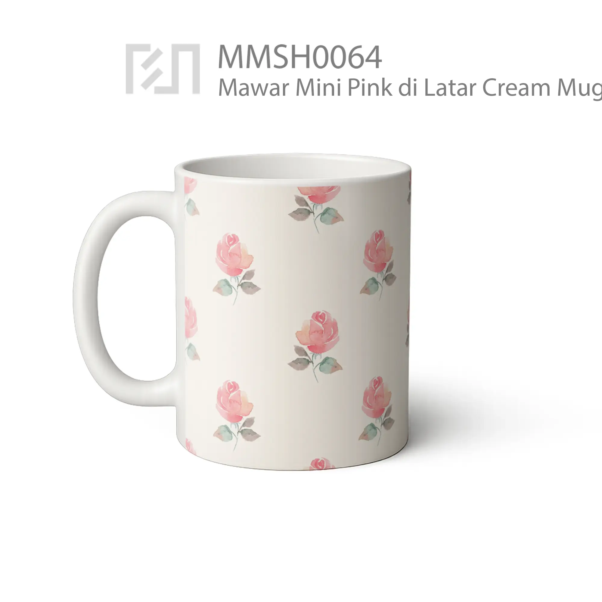 MMSH0064 Mawar Mini Pink di Latar Cream Mug