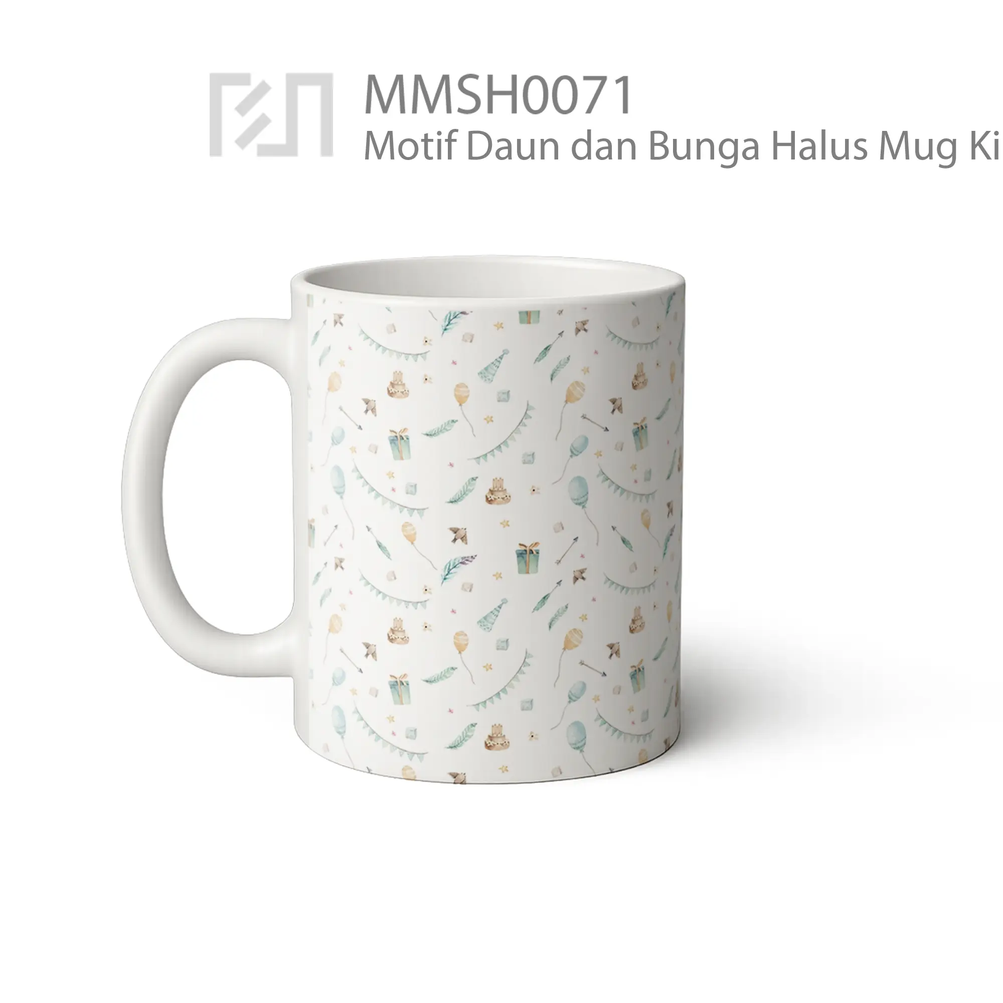 MMSH0071 Motif Daun dan Bunga Halus Mug
