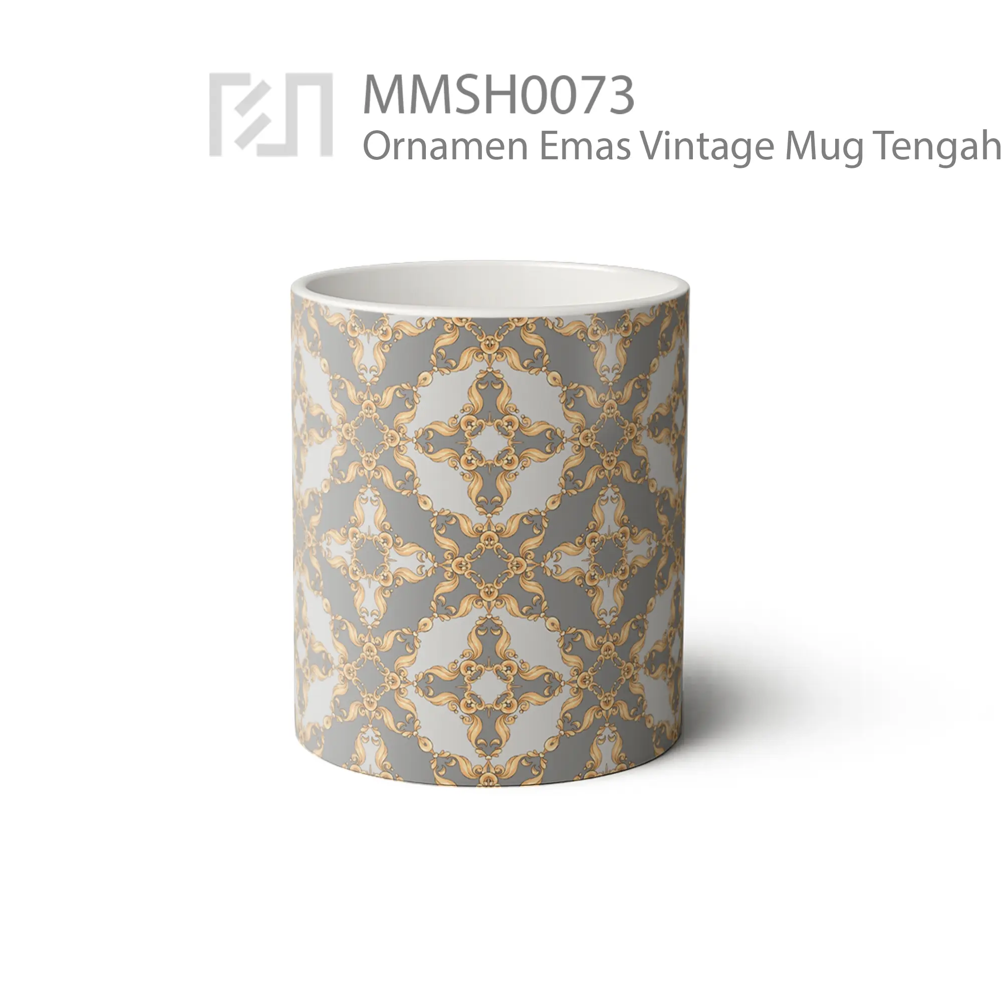 MMSH0073 Ornamen Emas Vintage Mug - Tampak Tengah