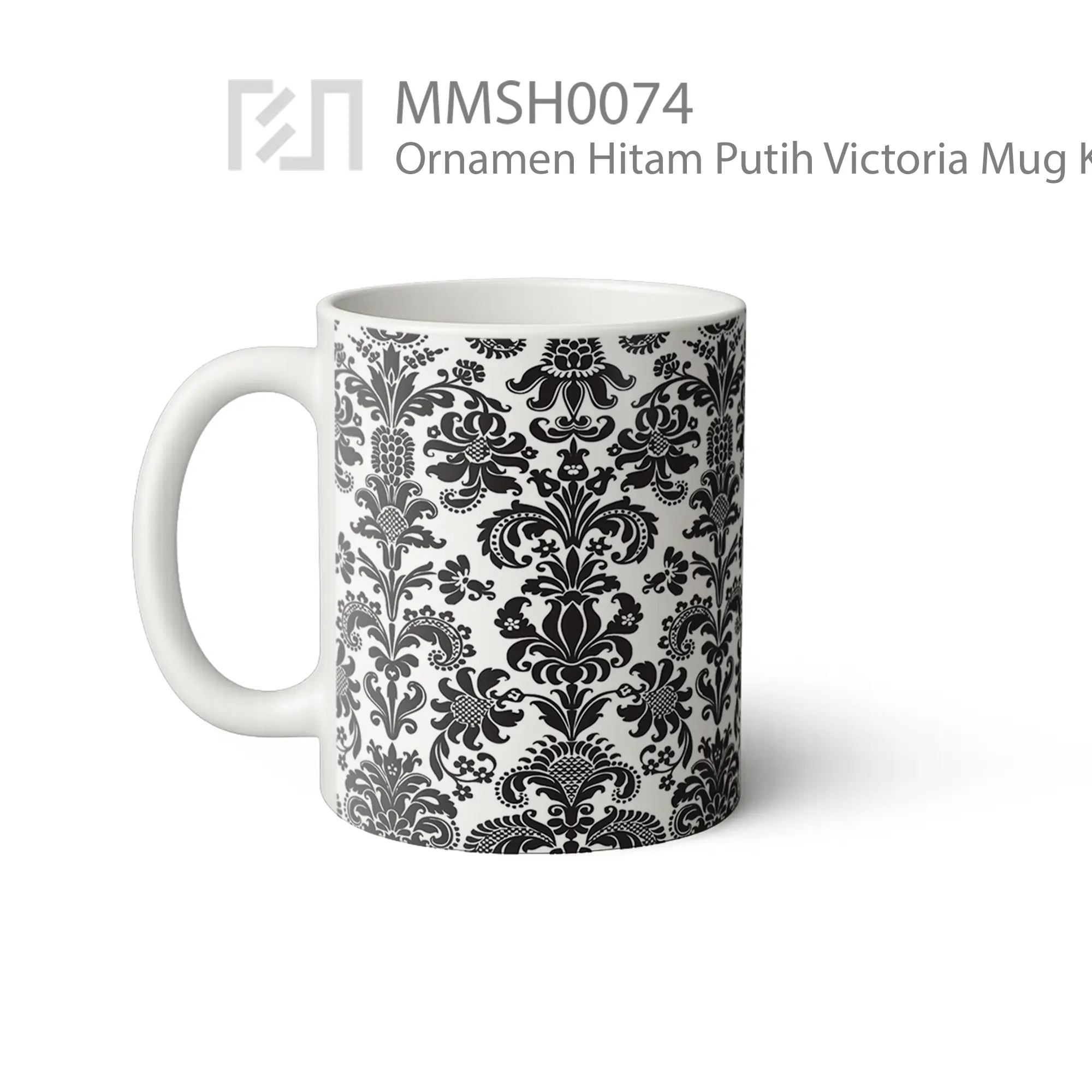 MMSH0074 Ornamen Hitam Putih Victoria Mug