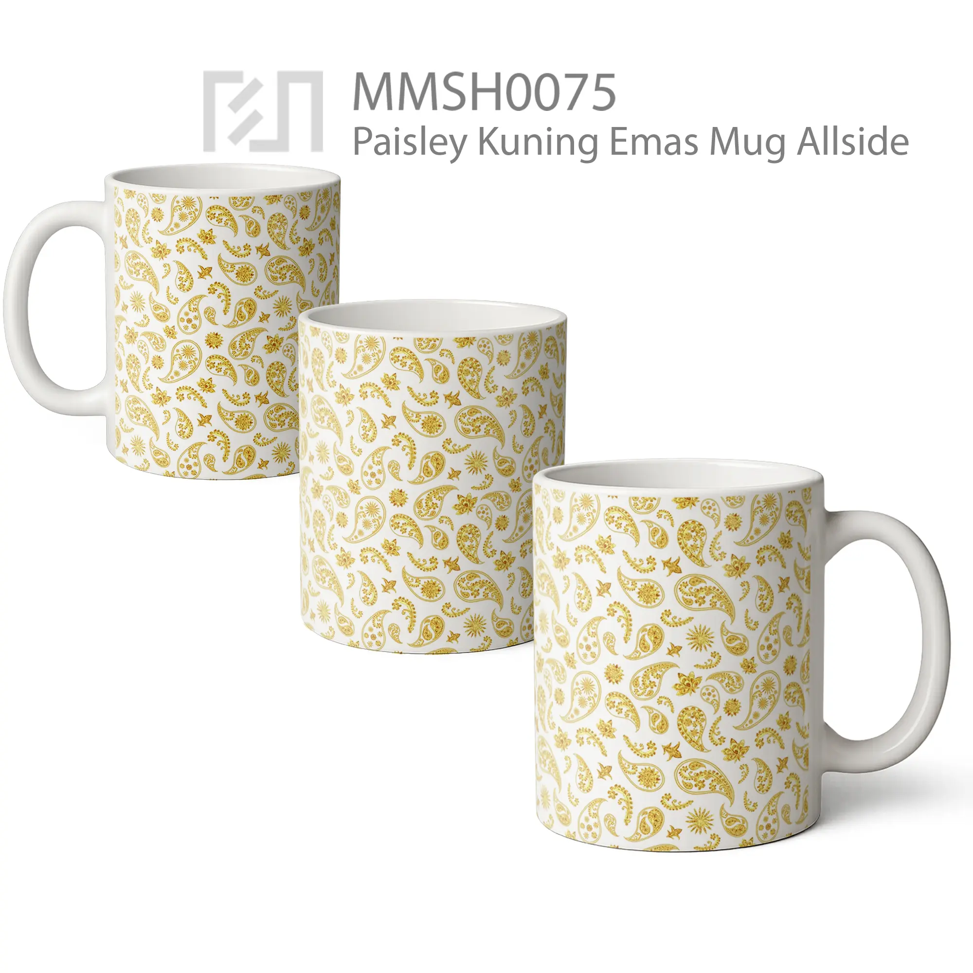 MMSH0075 Paisley Kuning Emas Mug - All-side / Desain