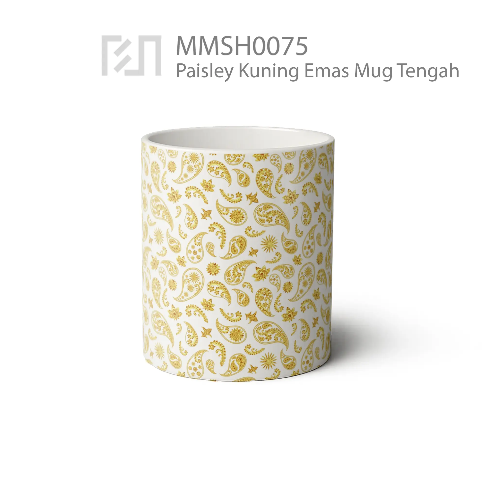 MMSH0075 Paisley Kuning Emas Mug - Tampak Tengah