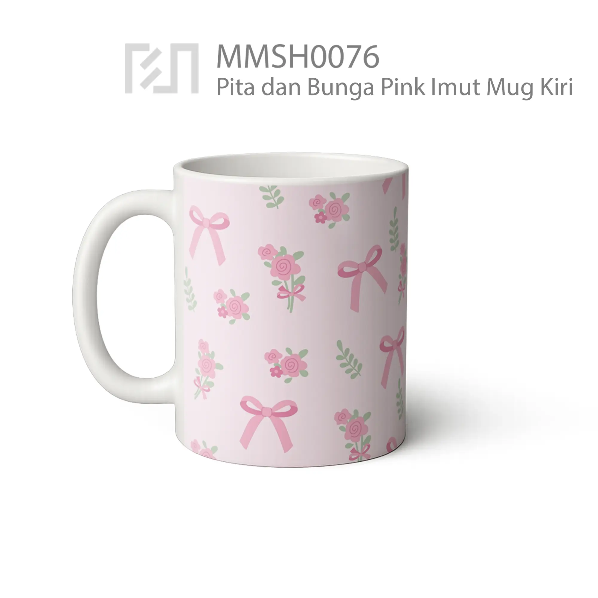 MMSH0076 Pita dan Bunga Pink Imut Mug