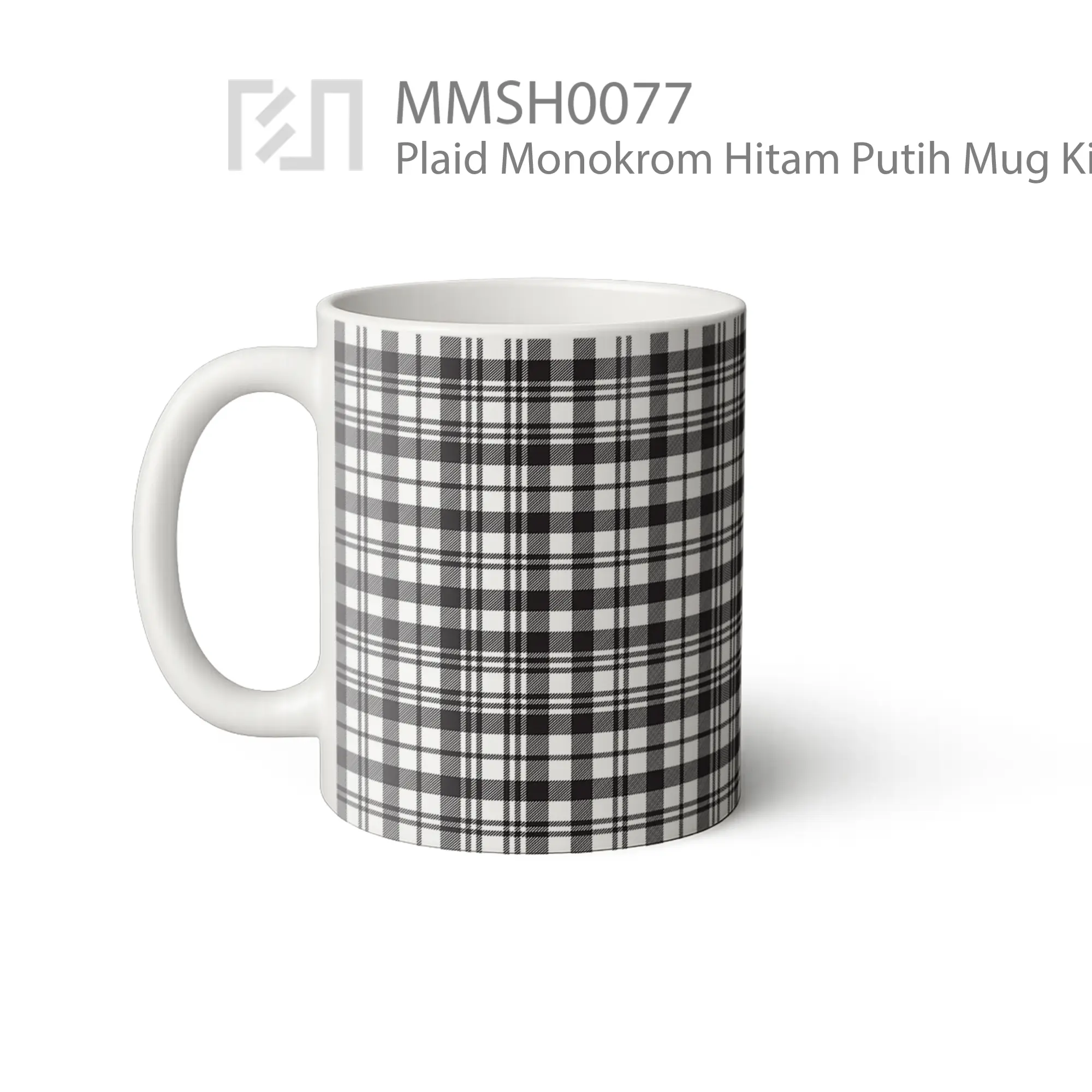 MMSH0077 Plaid Monokrom Hitam Putih Mug