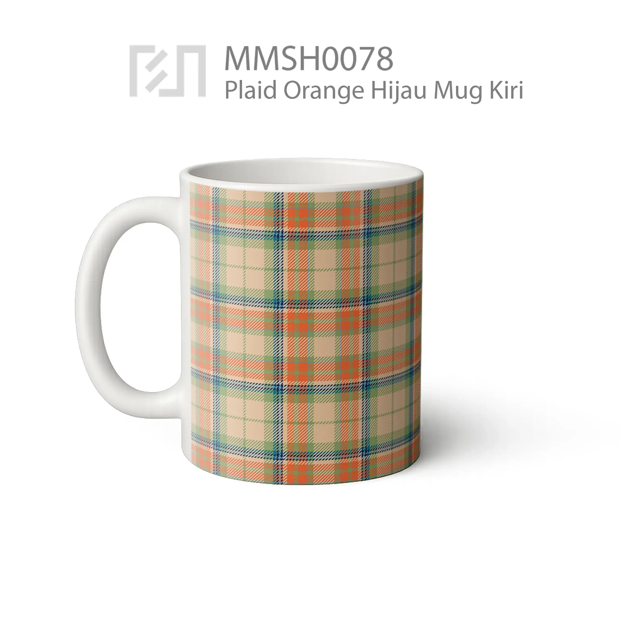 MMSH0078 Plaid Orange Hijau Mug