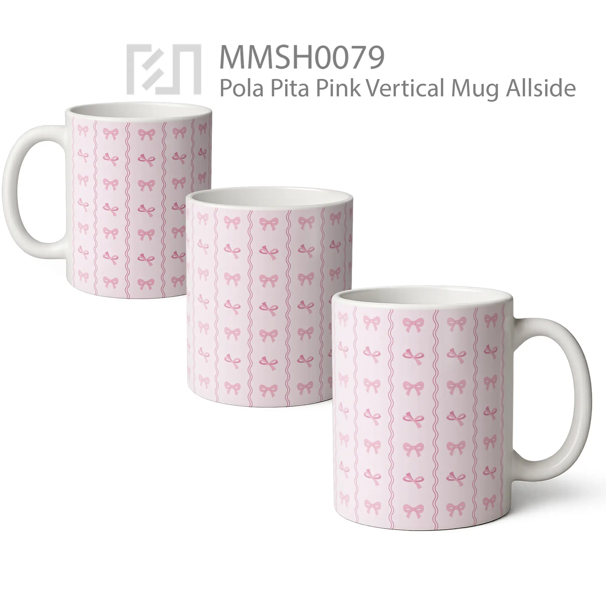 MMSH0079 Pola Pita Pink Vertical Mug - All-side / Desain