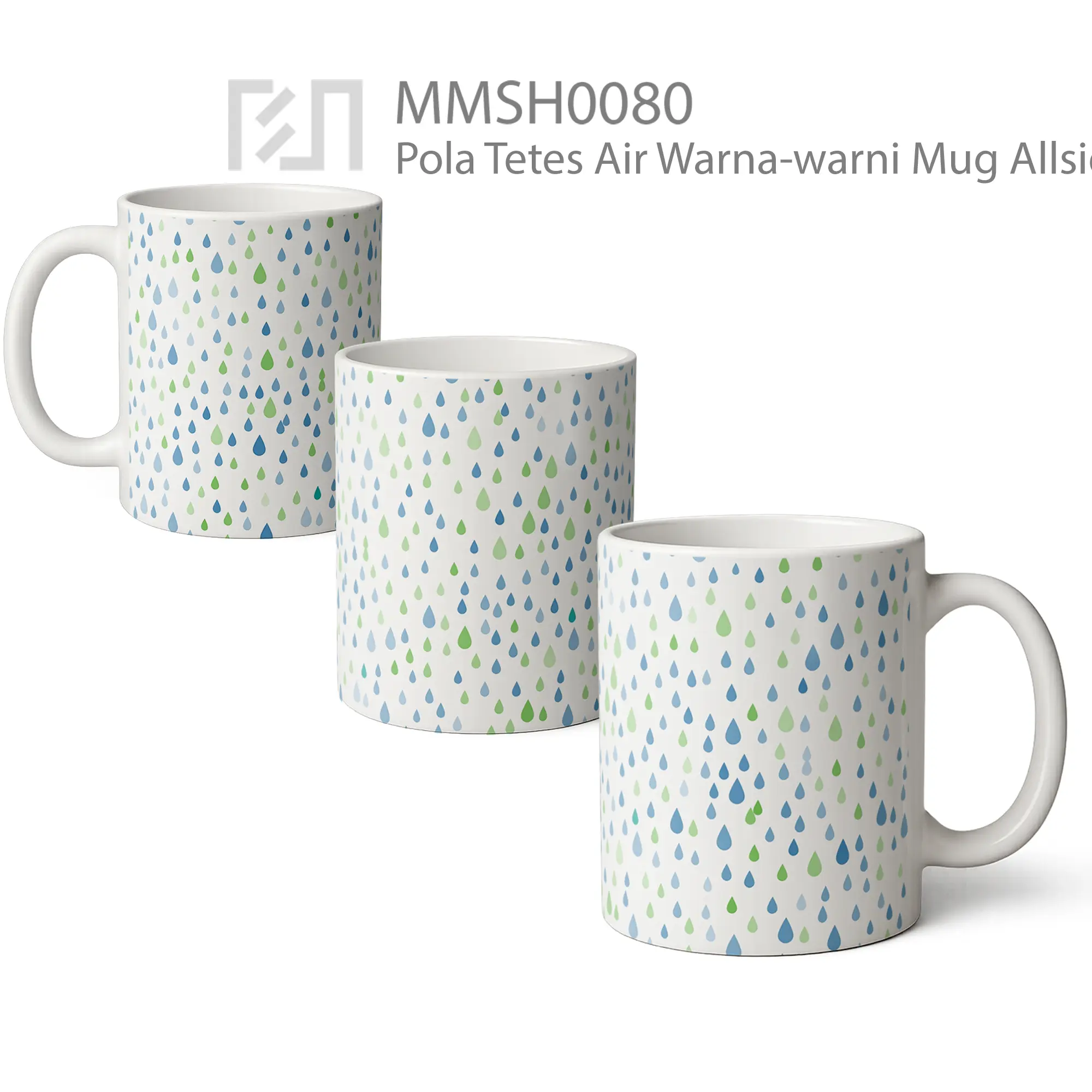 MMSH0080 Pola Tetes Air Warna-warni Mug - All-side / Desain