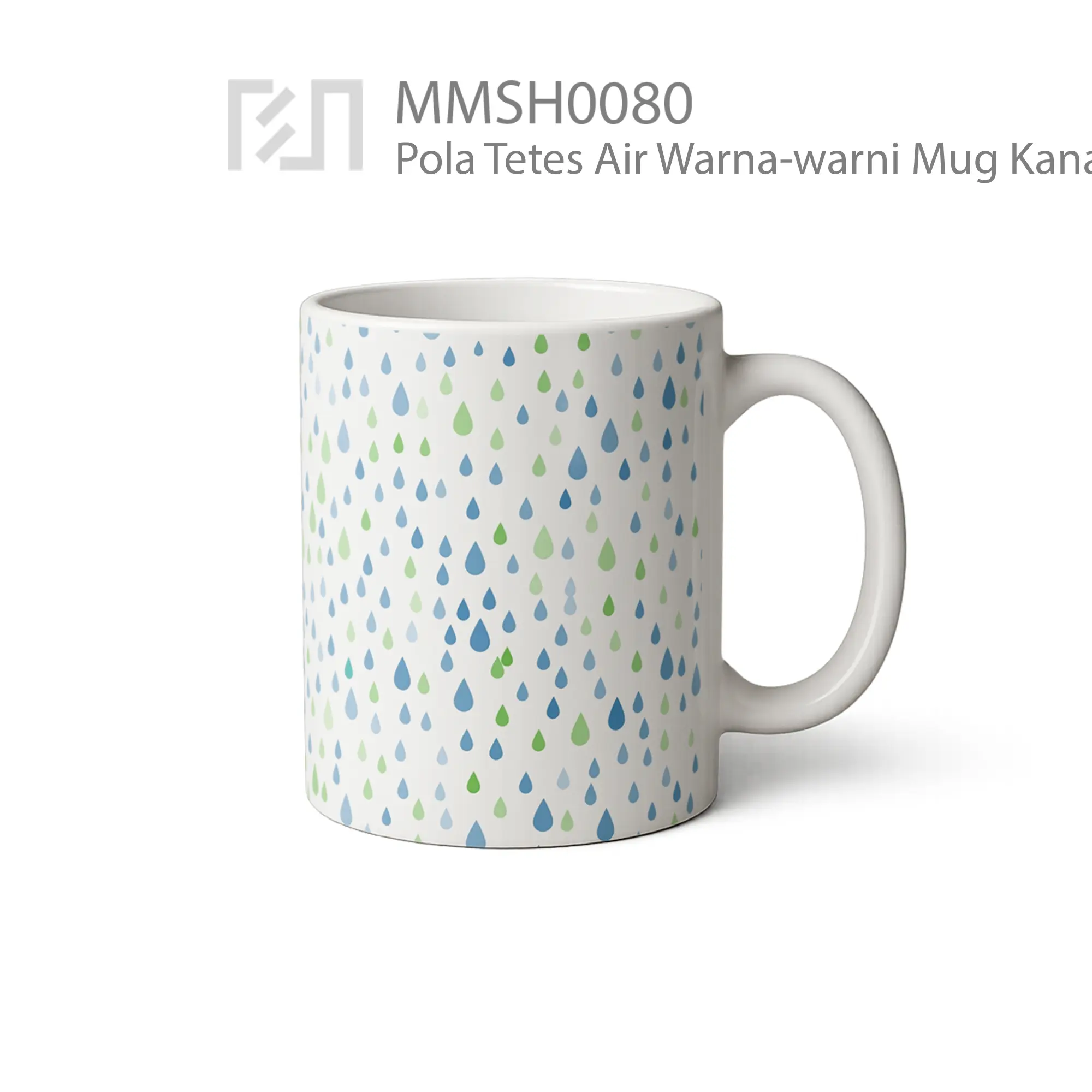 MMSH0080 Pola Tetes Air Warna-warni Mug - Tampak Kanan