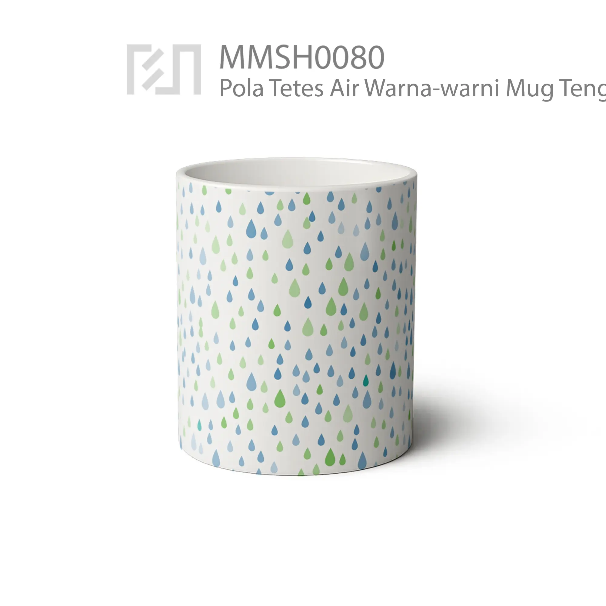 MMSH0080 Pola Tetes Air Warna-warni Mug - Tampak Tengah