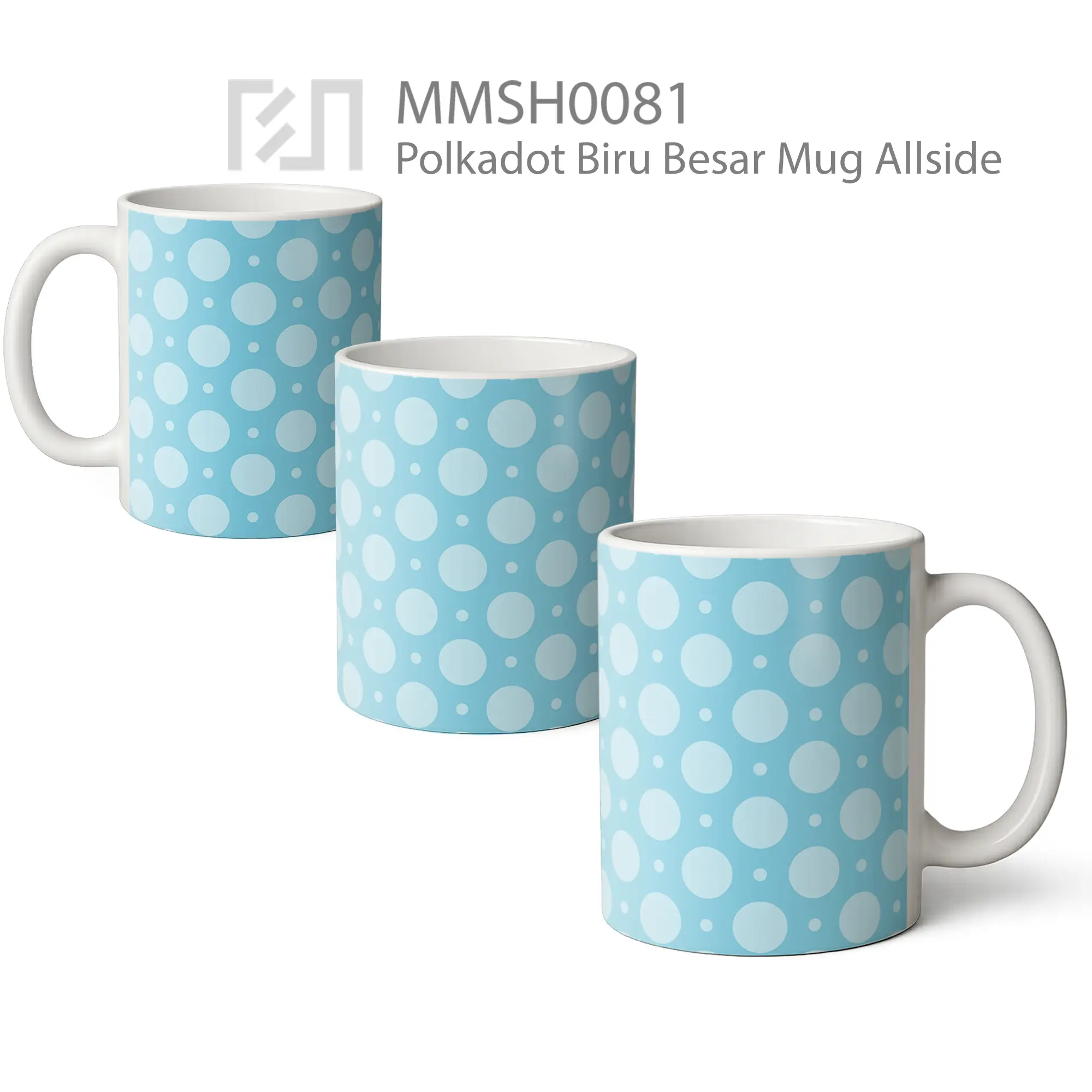 MMSH0081 Polkadot Biru Besar Mug - All-side / Desain