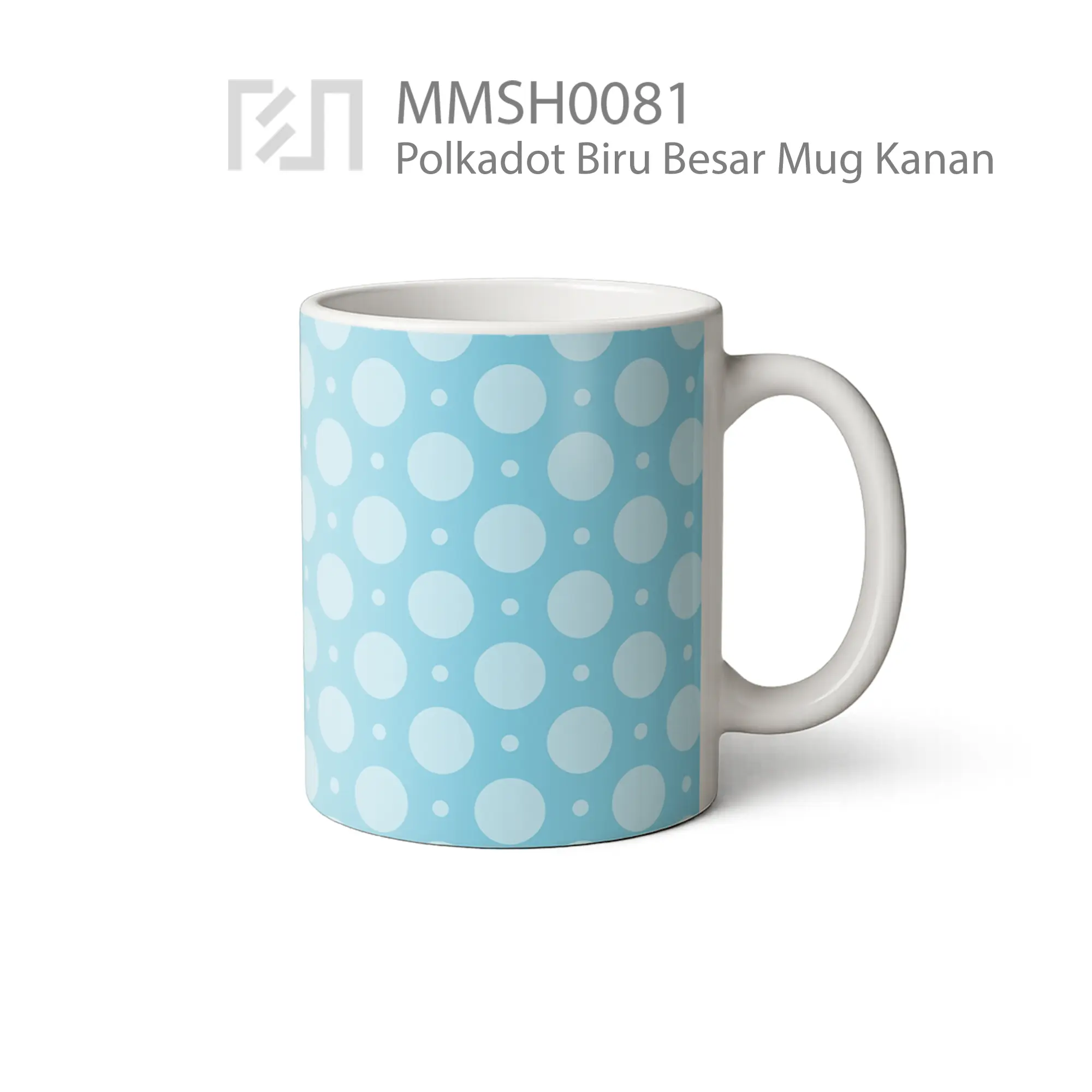 MMSH0081 Polkadot Biru Besar Mug - Tampak Kanan