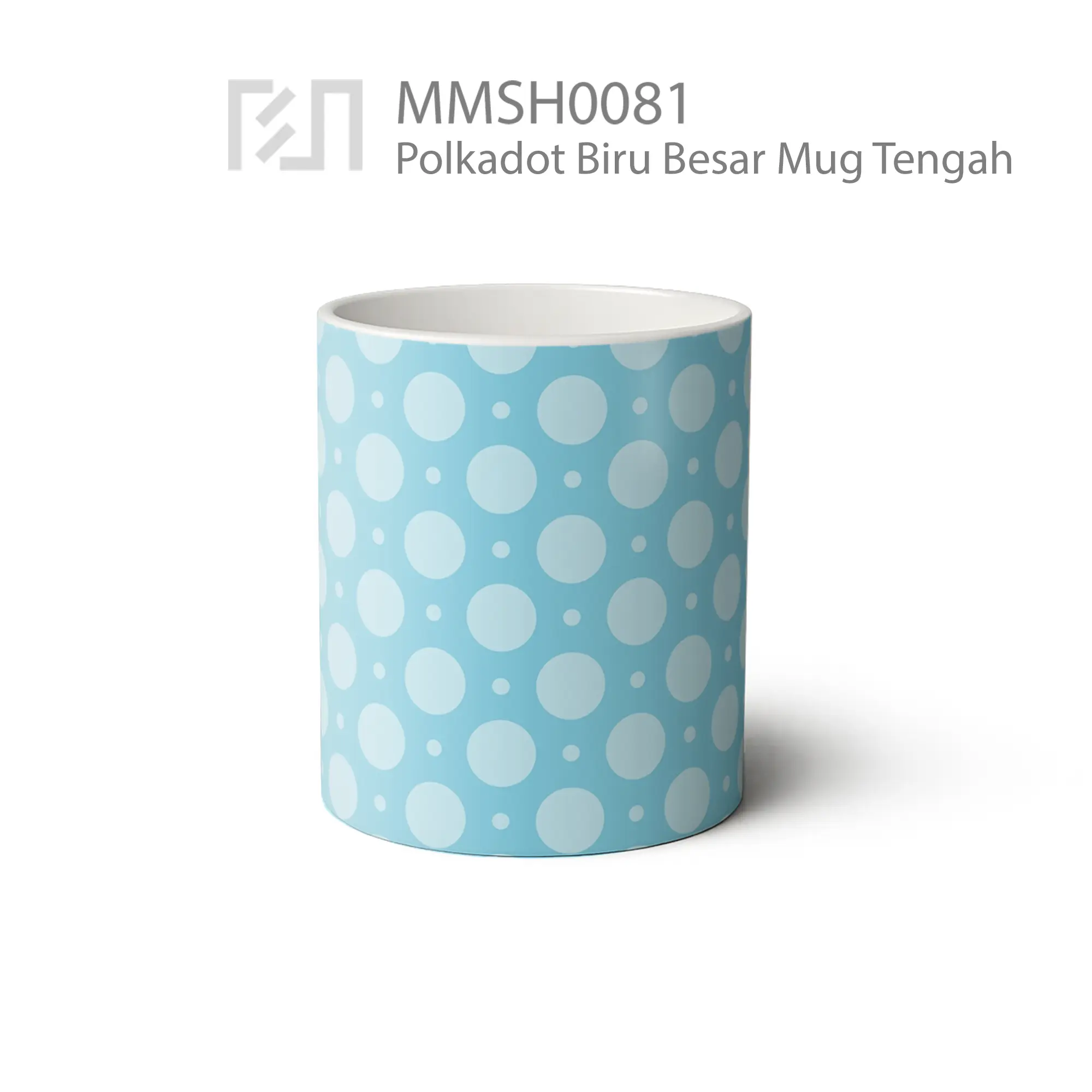 MMSH0081 Polkadot Biru Besar Mug - Tampak Tengah