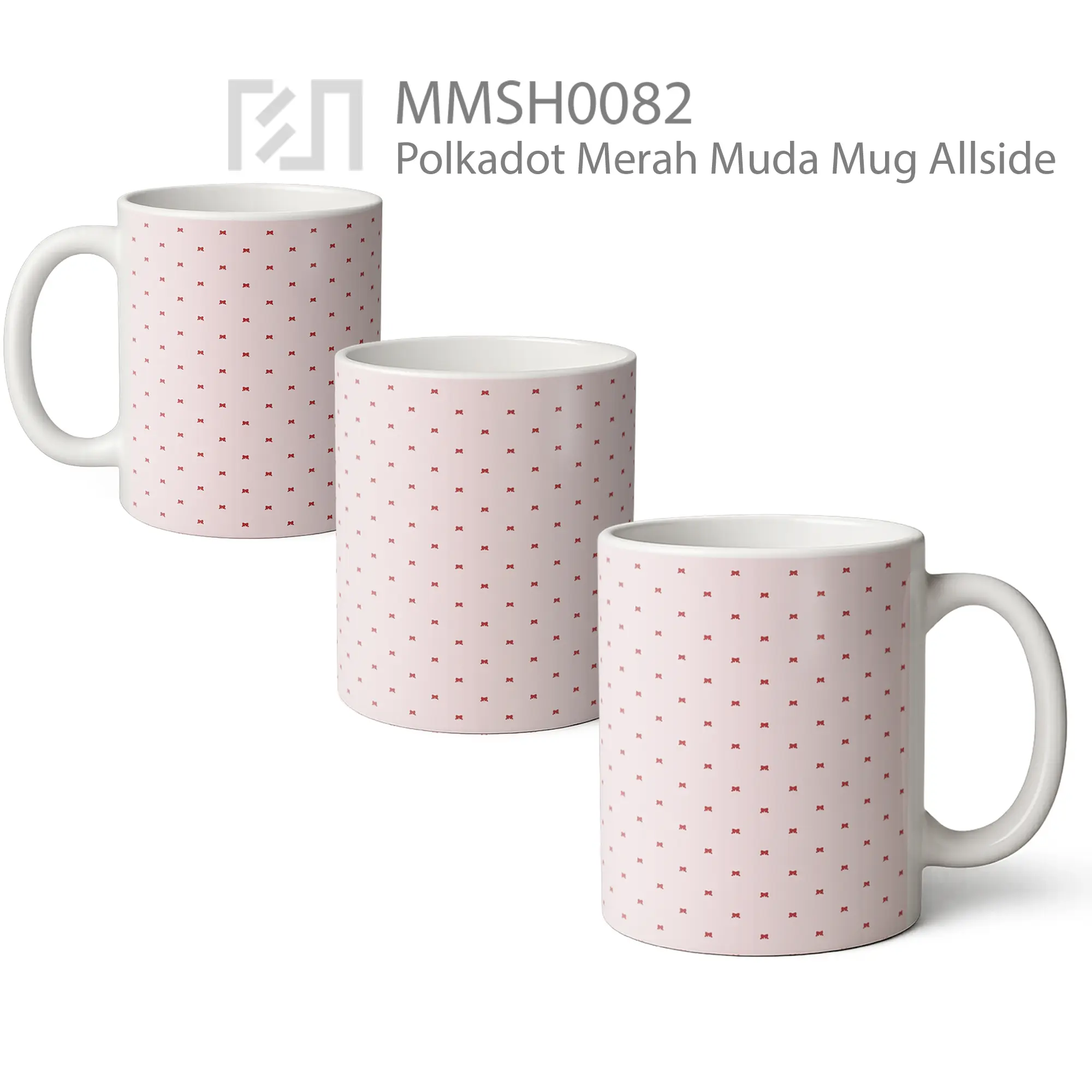 MMSH0082 Polkadot Merah Muda Mug - All-side / Desain