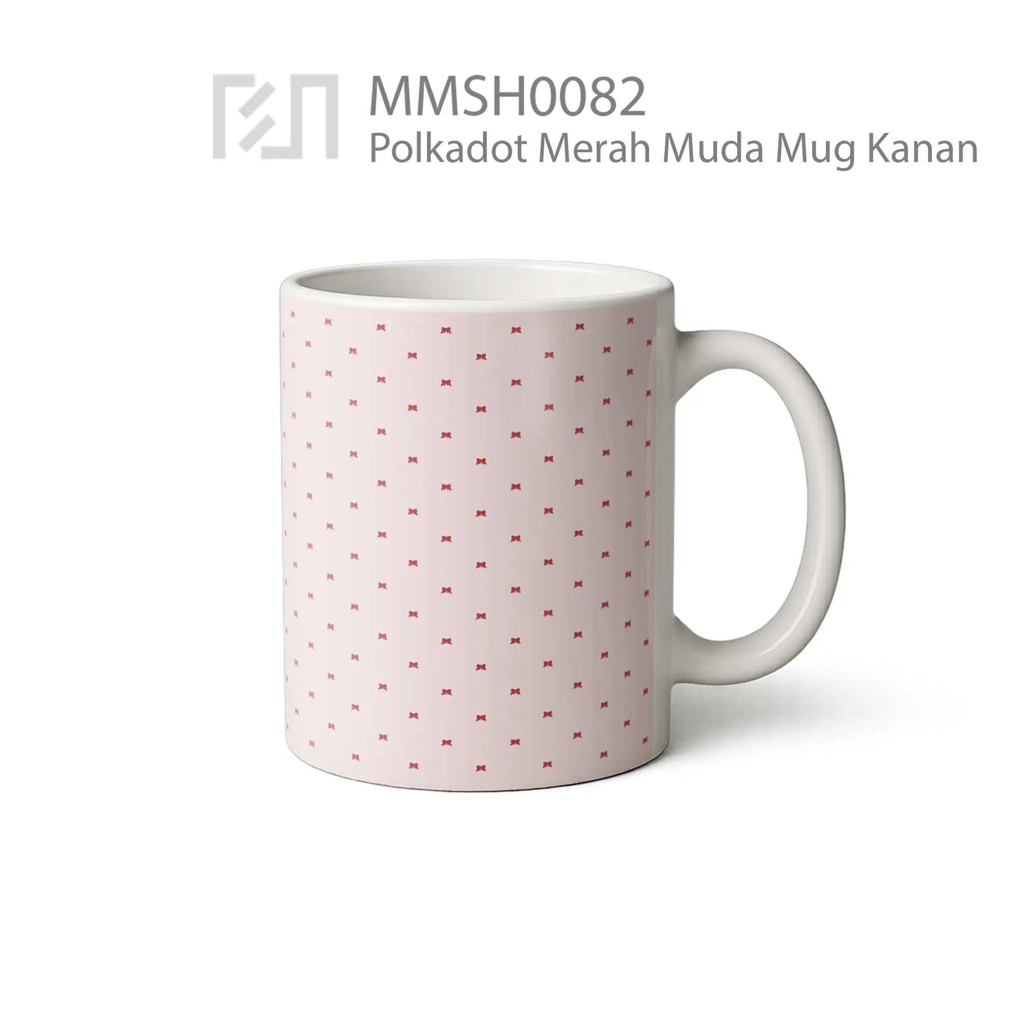 MMSH0082 Polkadot Merah Muda Mug - Tampak Kanan
