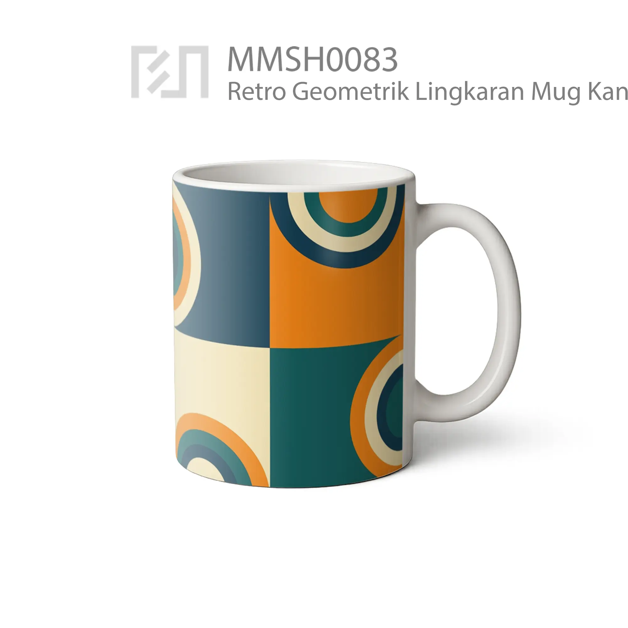 MMSH0083 Retro Geometrik Lingkaran Mug - Tampak Kanan